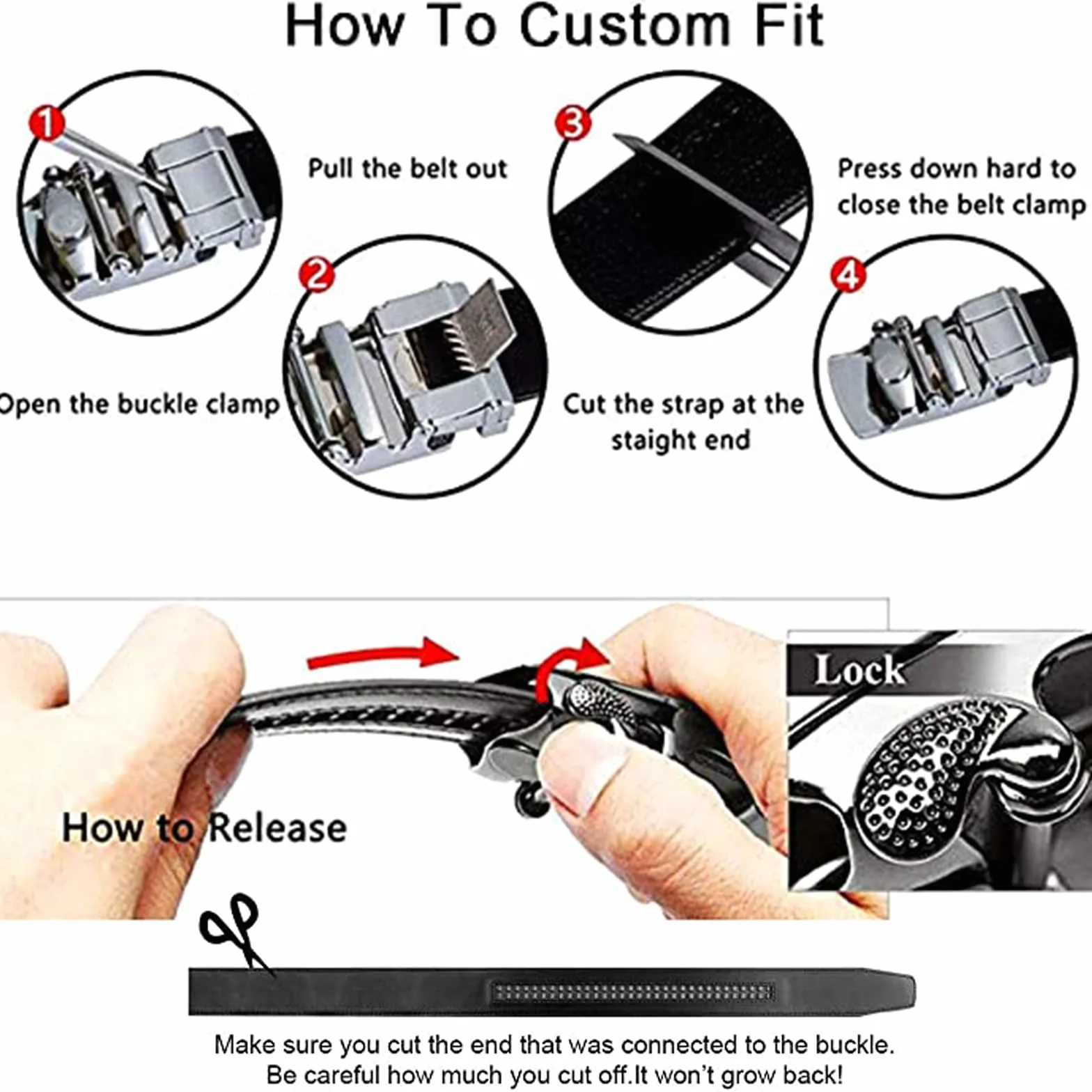 Cinturón, Cinturones for hombre Vestido de trinquete cuero con hebilla deslizante escorpión escultura automática, ajuste for adaptarse