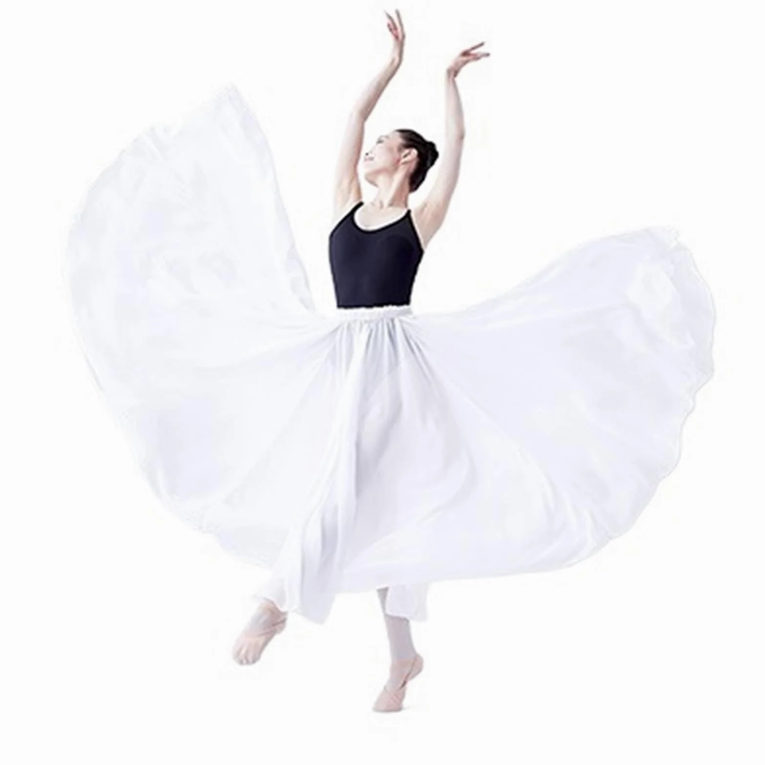 Falda Ballet Mujer Falda de Ballet Larga de Gasa for Mujer, Falda de Baile, tutú, Trajes de Baile de Ballet, Falda Larga for Adultos for Bailar(White 540 Degree,L)