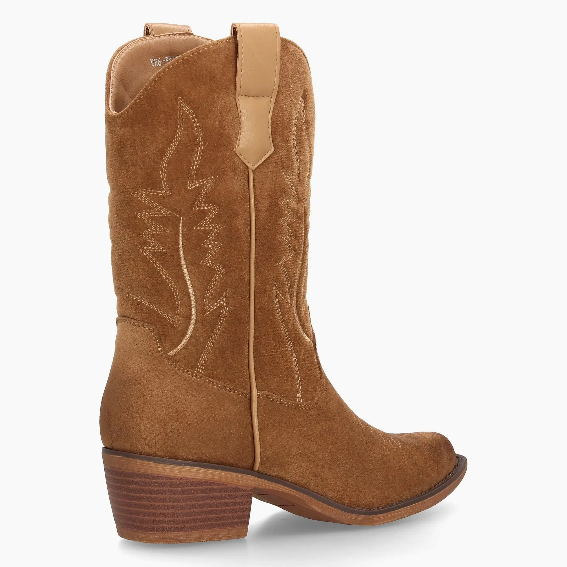 Botas Cowboy de Mujer Estilo Western con Diseno Limpio y Elegante. Cana Alta con Costuras Decorativas y Cierre de Cremallera, Tacon bajo, Ancho y Comodo. Ideal Otono Invierno.