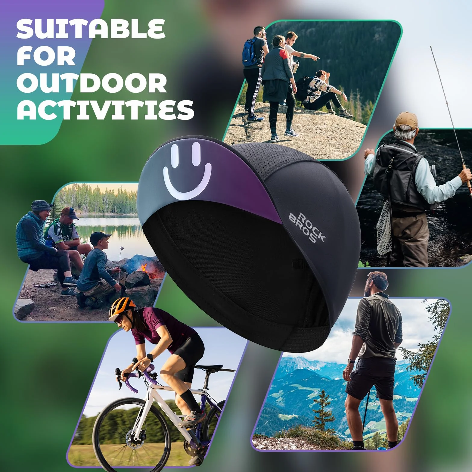 ROCKBROS Gorra de Ciclismo con Visera Bajo Casco Transpirable Cortaviento para Hombre Mujer