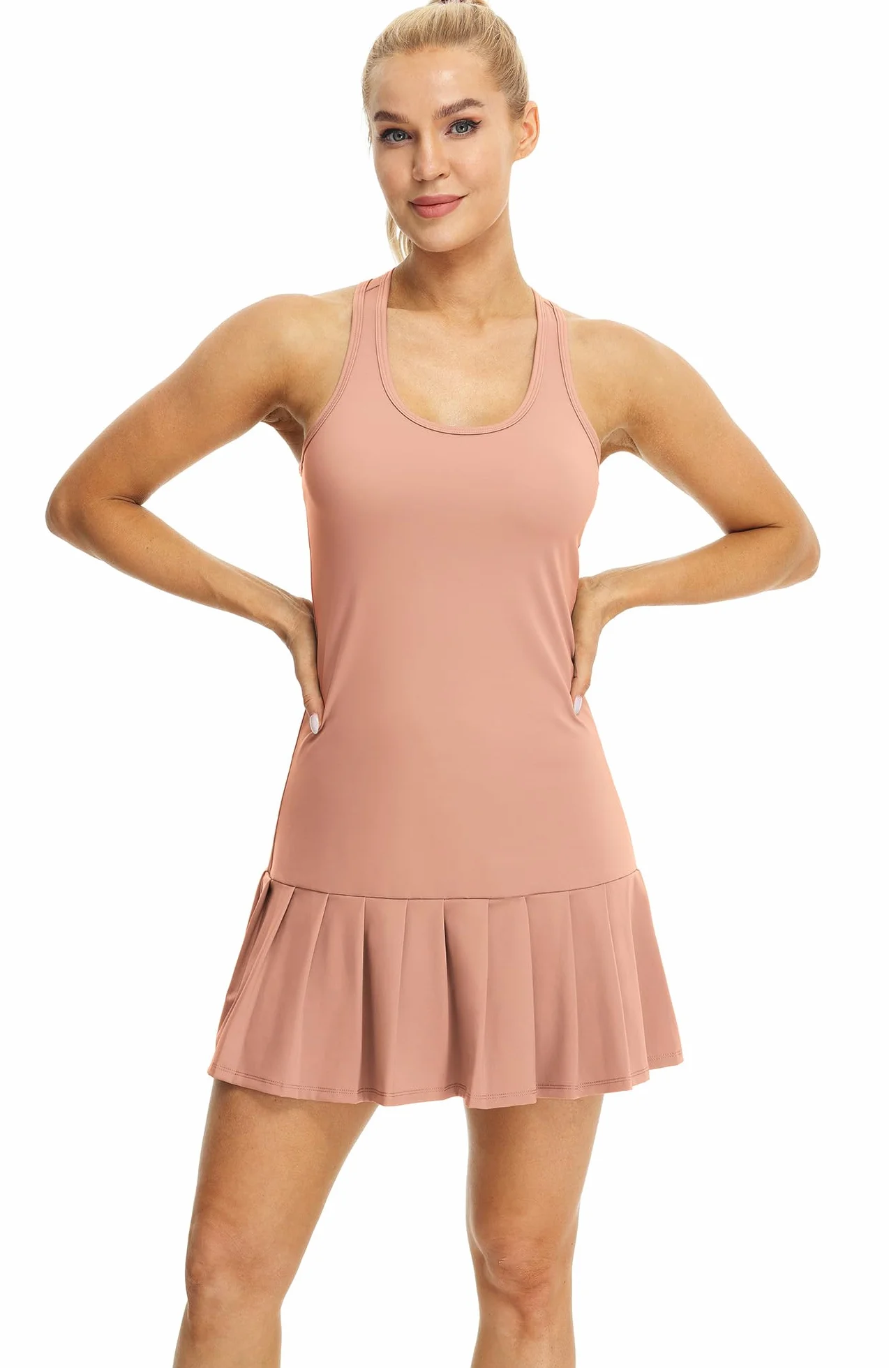 icyzone Vestido de Tenis para Mujer con Pantalones Cortos Racerback Deporte Golf