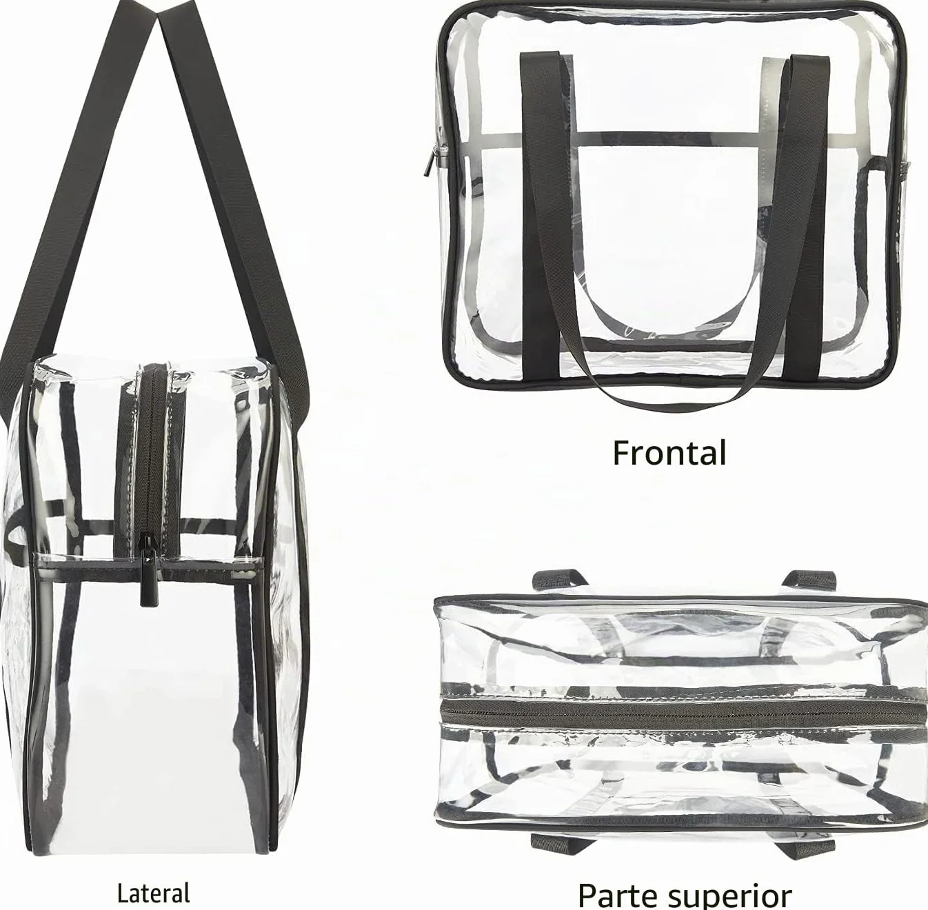 Bolsa Tote Transparente Aprobada para el Estadio, Bolsa de Aseo, Correa para el Hombro, Impermeable para Mujer y Hombre