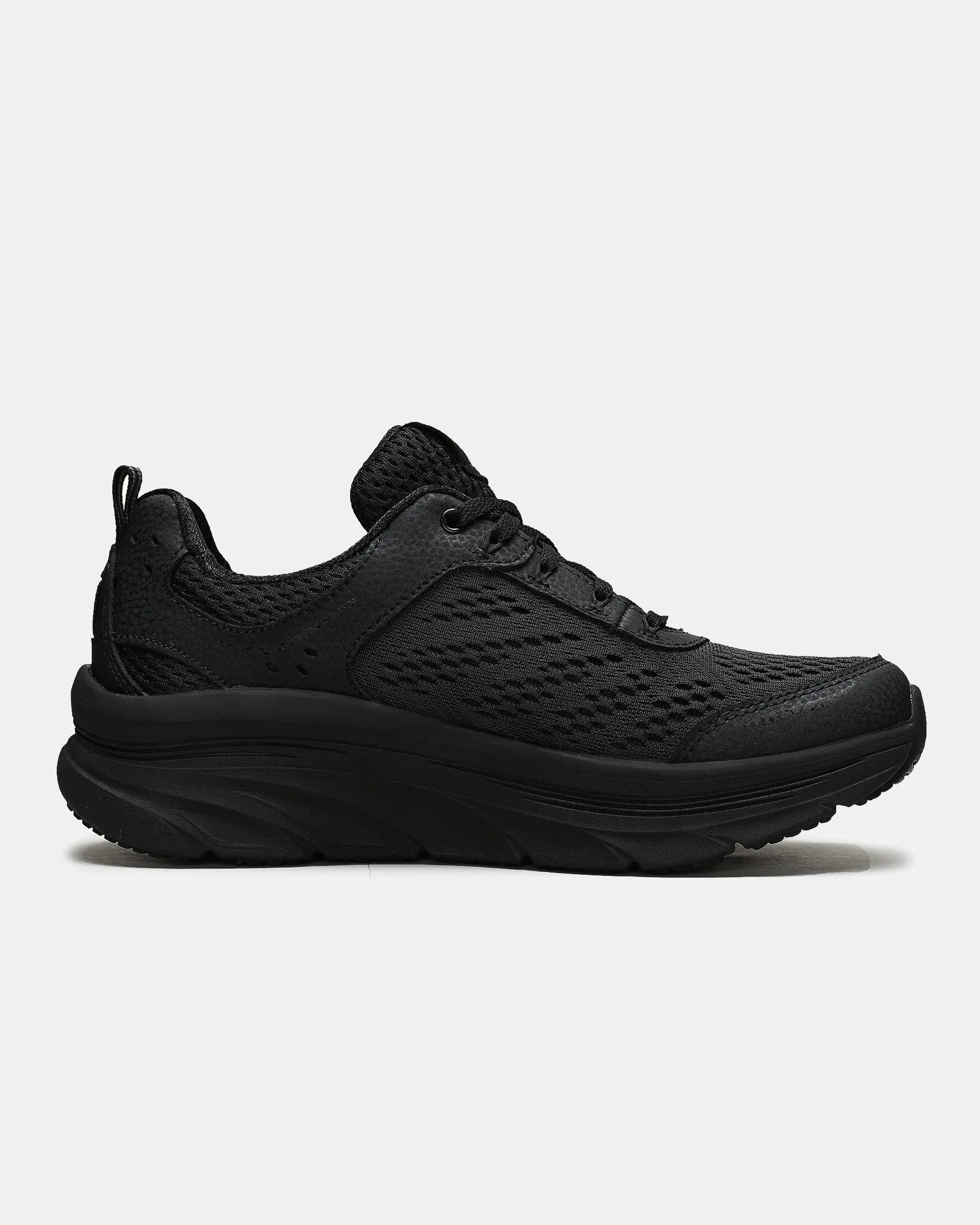 Skechers D'lux Walker Infinite Motion, Zapatillas Mujer, Black Leather Mesh Trim, 41 EU