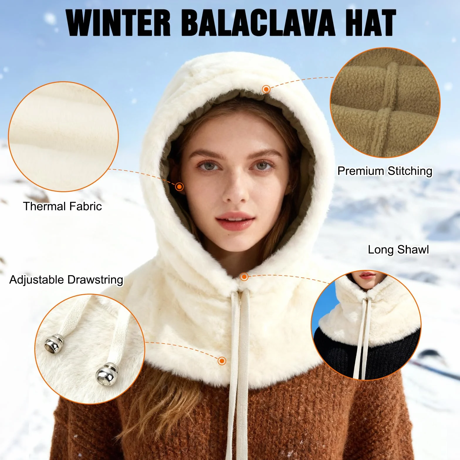 TAGVO Invierno Pasamontañas Termico Mujer, Capucha Polar Prueba de Viento Caliente Capucha Bufanda, Cálido Sombrero Calentador de Cuello, Multifuncional Gorro Invierno para Frío Esquí al Aire Libre