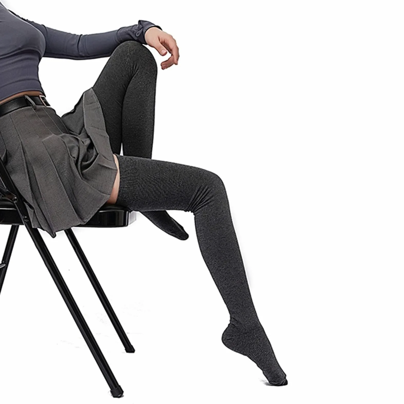 Medias de mujer Calcetines altos Super Elástico Plus Talla Medias for mujer Calcetines sobre la rodilla Sólido Color de Sólido Grueso Grueso Calcetines de algodón 2 pares Calcetines de mujer(E)