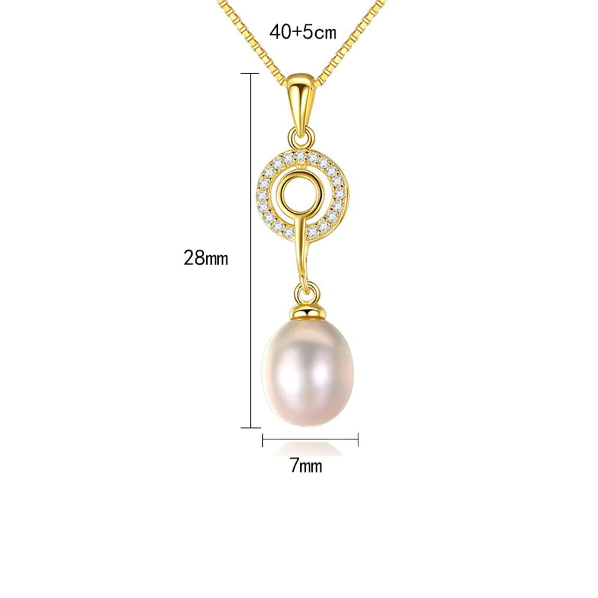 Collar de mujer de oro 375 auténtico, collar colgante de perla y sol con cadena de diamante de 45 cm para boda