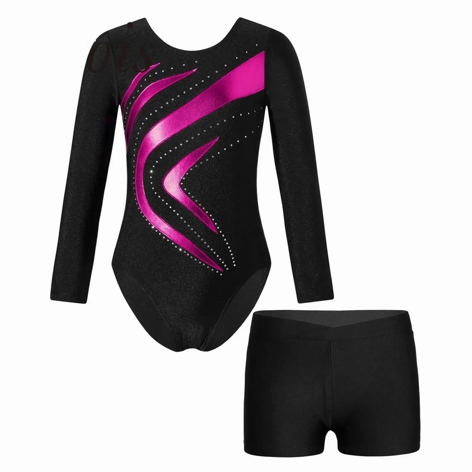 Maillot Gimnasia Ritmica niña Body de Leotardo de Gimnasia de retales for niños, Conjuntos de Ropa de Baile de Manga Larga, Traje de Ballet for niñas, Mono de Patinaje artístico(Blue Green,4)