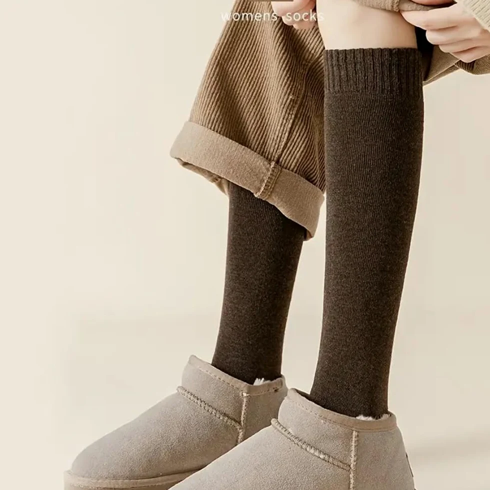 1/2 par de Calcetines Largos Gruesos for Mujer, Modernos, versátiles, adecuados for otoño e Invierno, cálidos, Suaves, cómodos e Informales.(1 Pair Khaki)