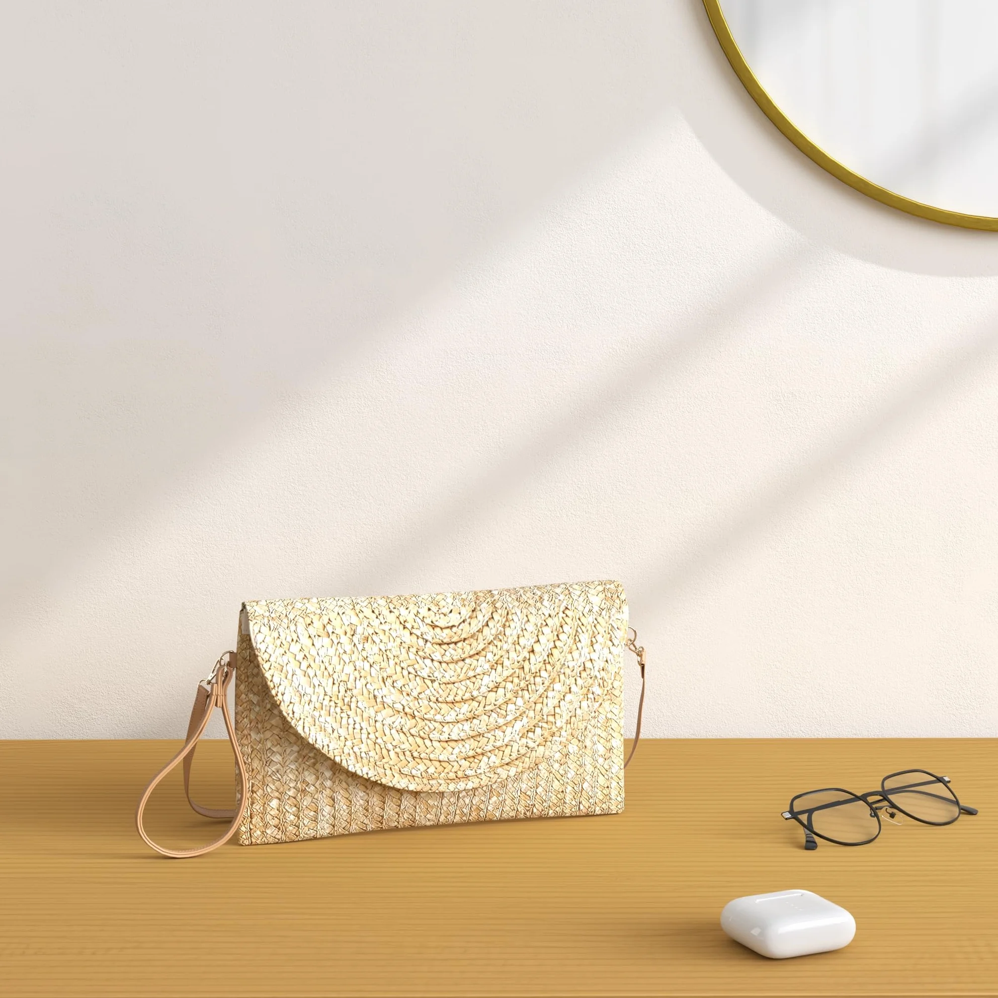 LHHMZ Cartera de mano de paja para mujer Bolsos de verano Bolsos de hombro de paja tejida Cartera de playa
