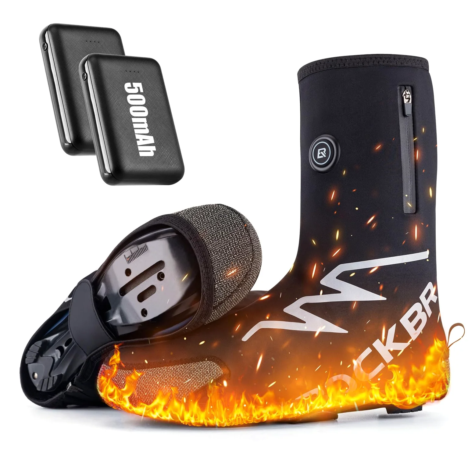 ROCKBROS Cubrezapatos Térmico de Invierno Cubrezapatillas Calefacción Eléctrica con Batería de 5000 mAh Calzado a Prueba de Viento para Mujeres Hombres