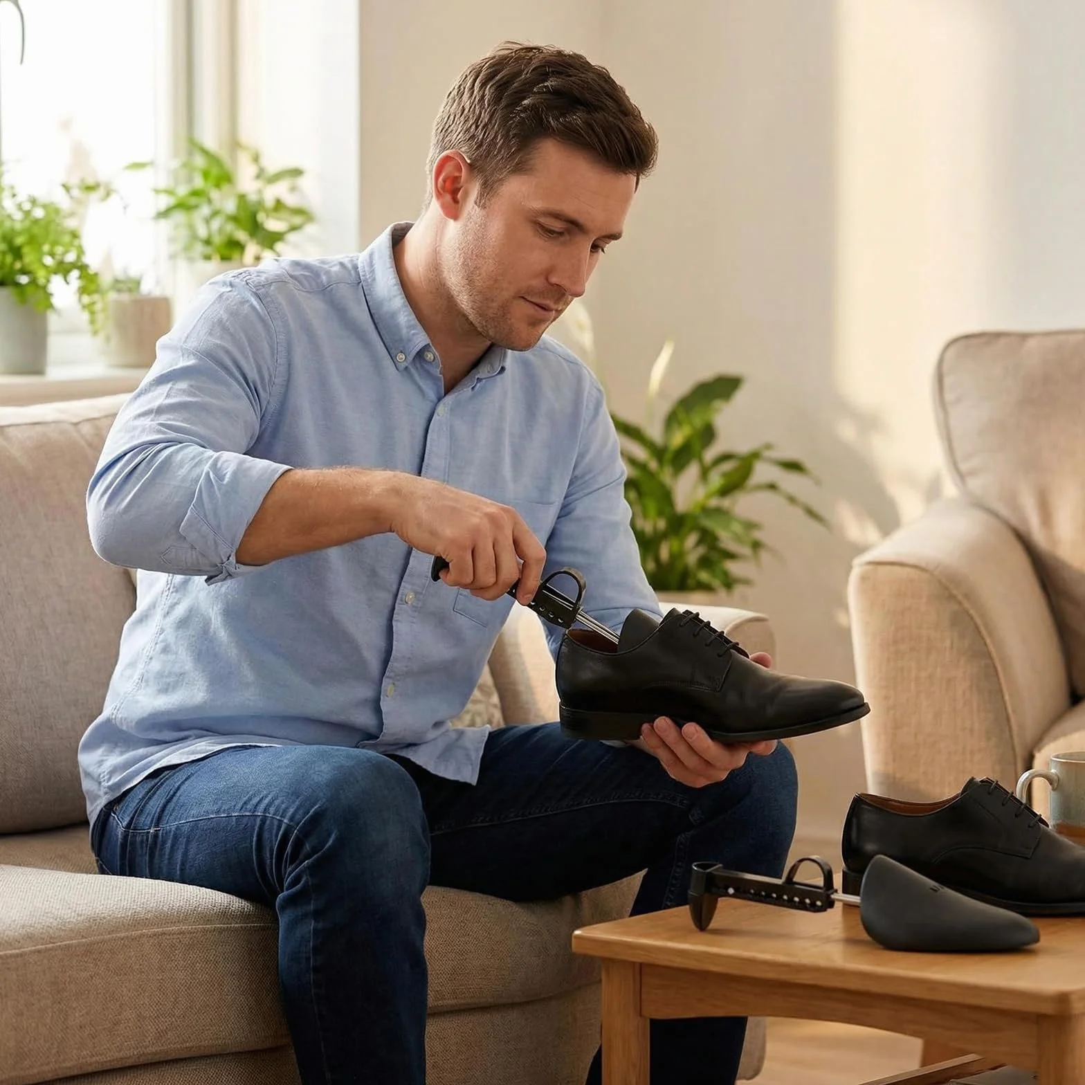 2 pares de plástico práctico de longitud ajustable para hombre, formador de árbol de zapatos, soporte para botas, forma de zapato, plástico para zapatos, tacones, zapatillas de deporte