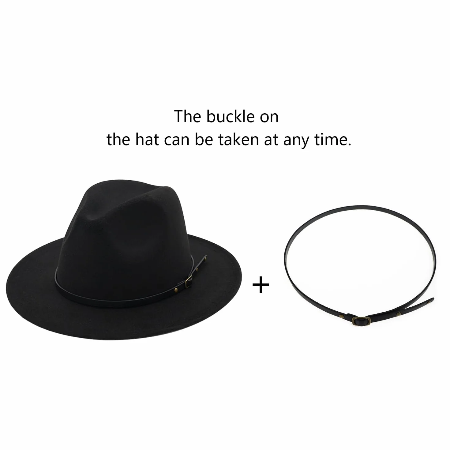 DRESHOW Sombrero de ala ancha Fedora para mujer Hebilla de cinturón Retro Panamá Floppy Hat
