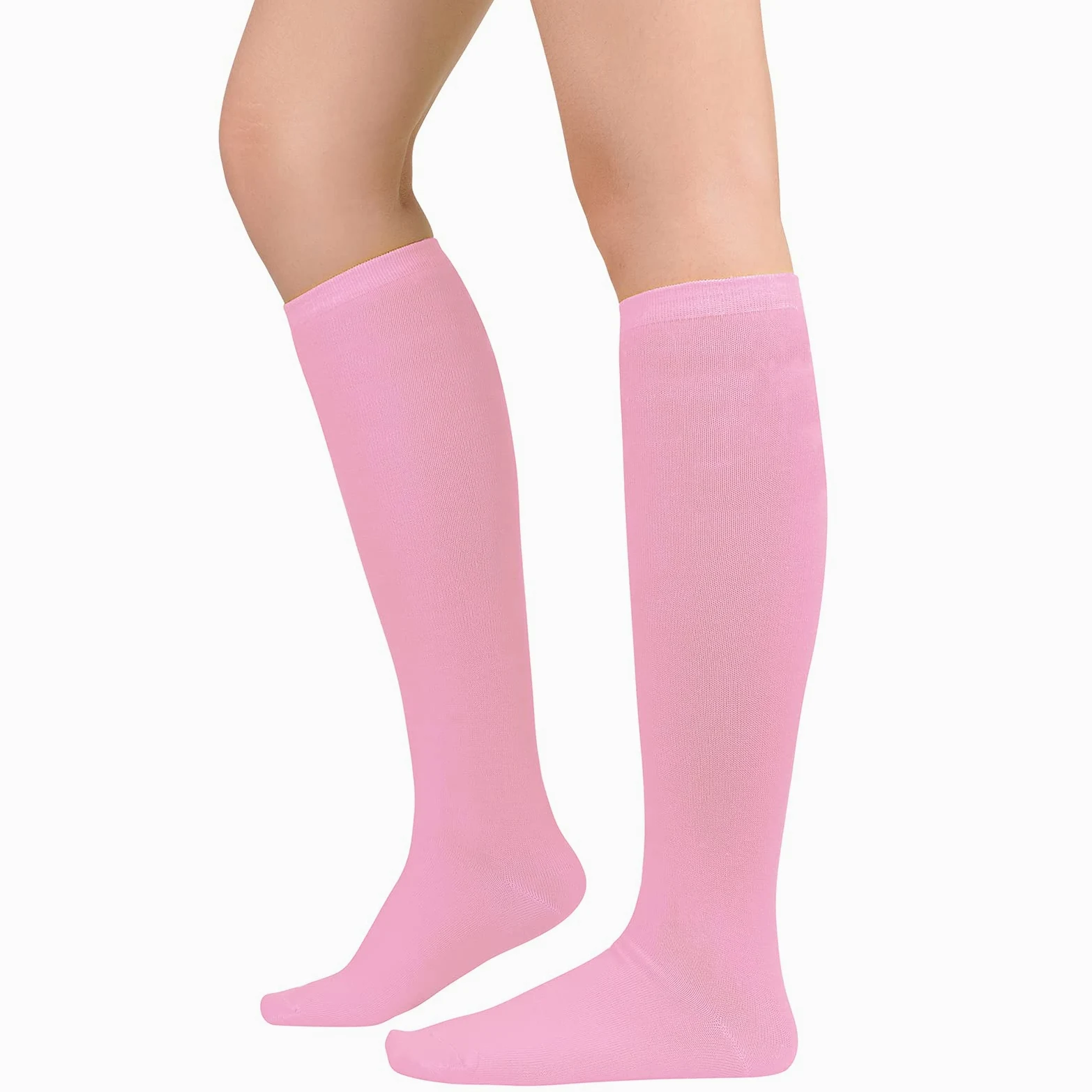 Calcetines altos hasta la rodilla para mujer, calcetines largos atléticos delgados de muslo alto, calcetines deportivos al aire libre, calcetines de tubo casuales, rosado (3 Pack Pink), Talla única
