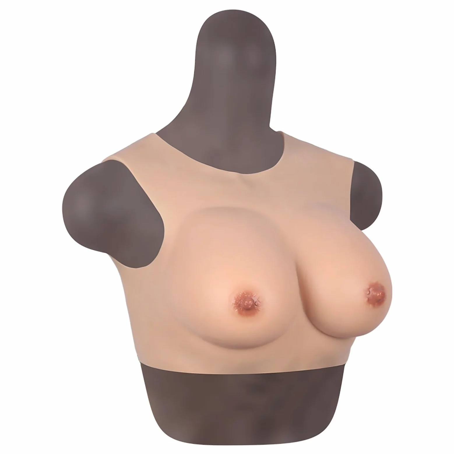 ALKANI Cuello Redondo de Media Longitud de Silicona Formas de Mama Falsos Pechos Realzadores de algodón de Relleno Adecuado para Mastectomía Prótesis de Halloween Navidad (Size : C~1200G)