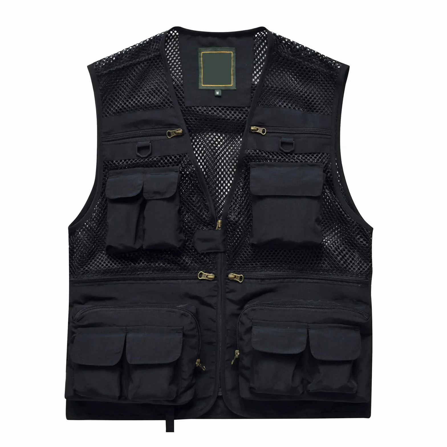 Chaleco de Pesca Tapas sin Mangas de los Hombres del Multi-Bolsillo Aire Libre Chalecos Transpirables con Tela de Malla Ligera para Viajeros, Deportes, Senderismo y Caza,Negro,3XL