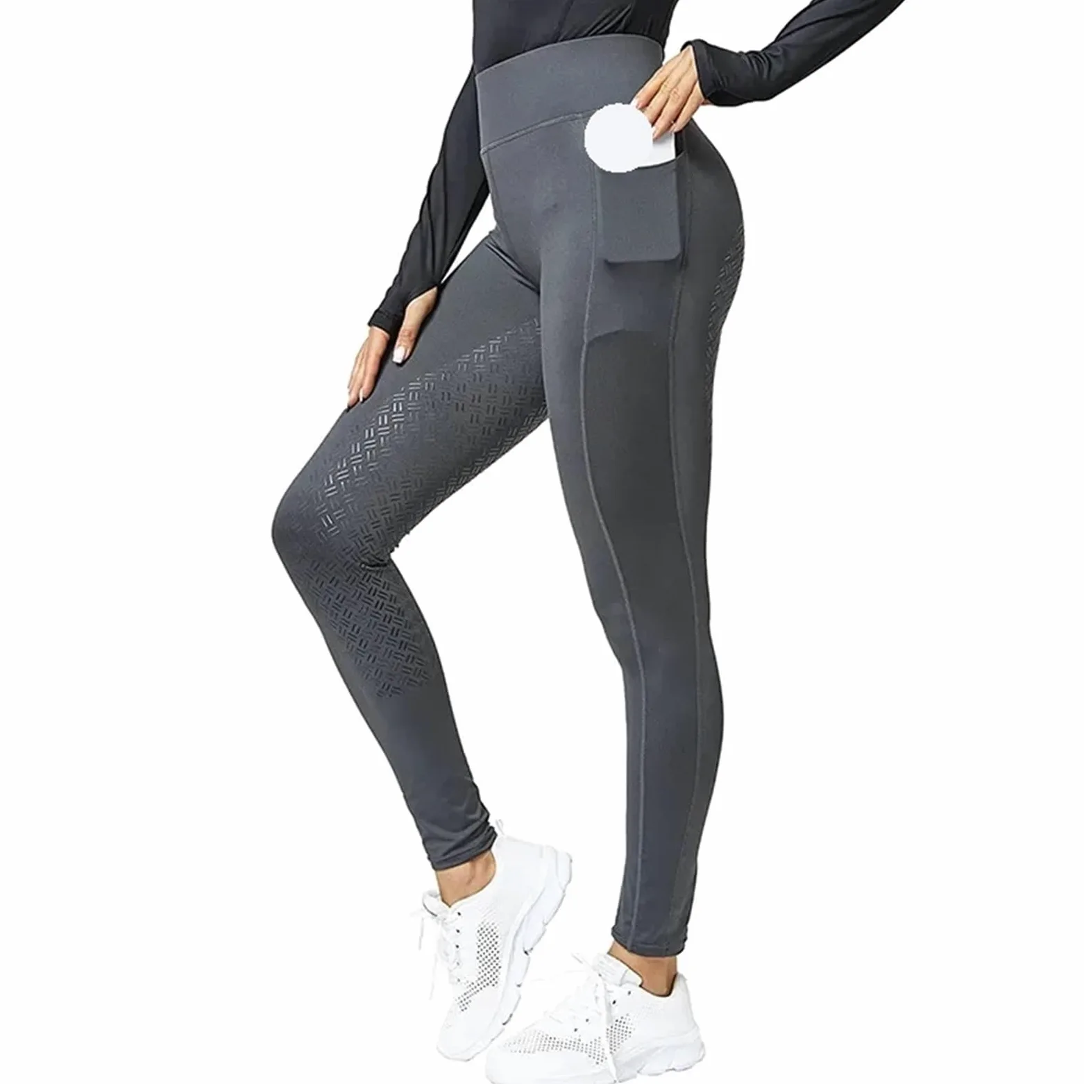 Mallas de montar for mujer, pantalones equitación silicona, ropa deportiva entrenamiento ecuestre Para Montar(Gray,L)