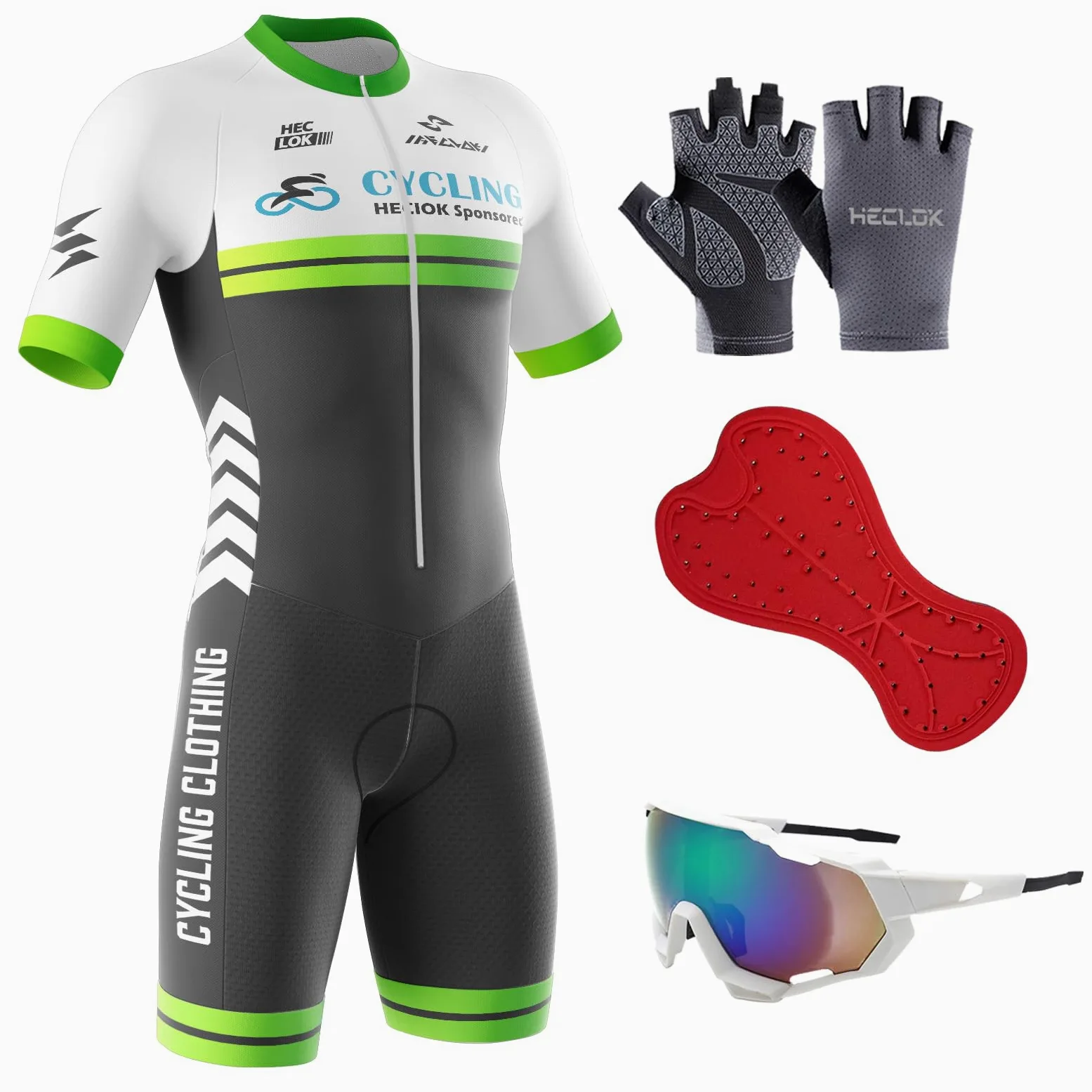 Triatlón Tri Suit, Conjunto de Traje de triatlón de Manga Corta para Hombre, Traje de Ciclismo para Hombre Acolchado de una Pieza para Ciclismo, Ciclismo, Carrera, Natación