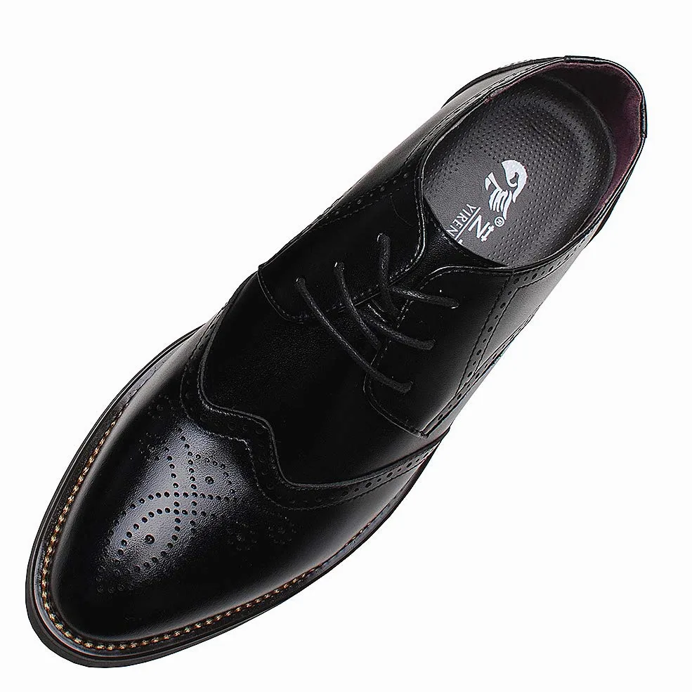 ANUFER Hombres Inteligente Punta Puntiaguda Zapatos de Vestir con Cordones Formal Negocios Boda Brogues