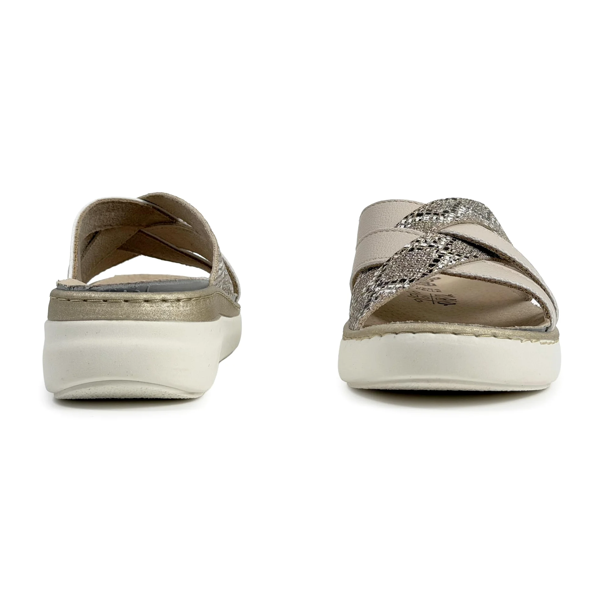 JOMIX Sandalias Mujer Ortopédicas de Cuña Elegantes Zapatillas Verano Cómodas con Plantilla Ergonómica Extraíble Piel para Mujer Mayor y Señora