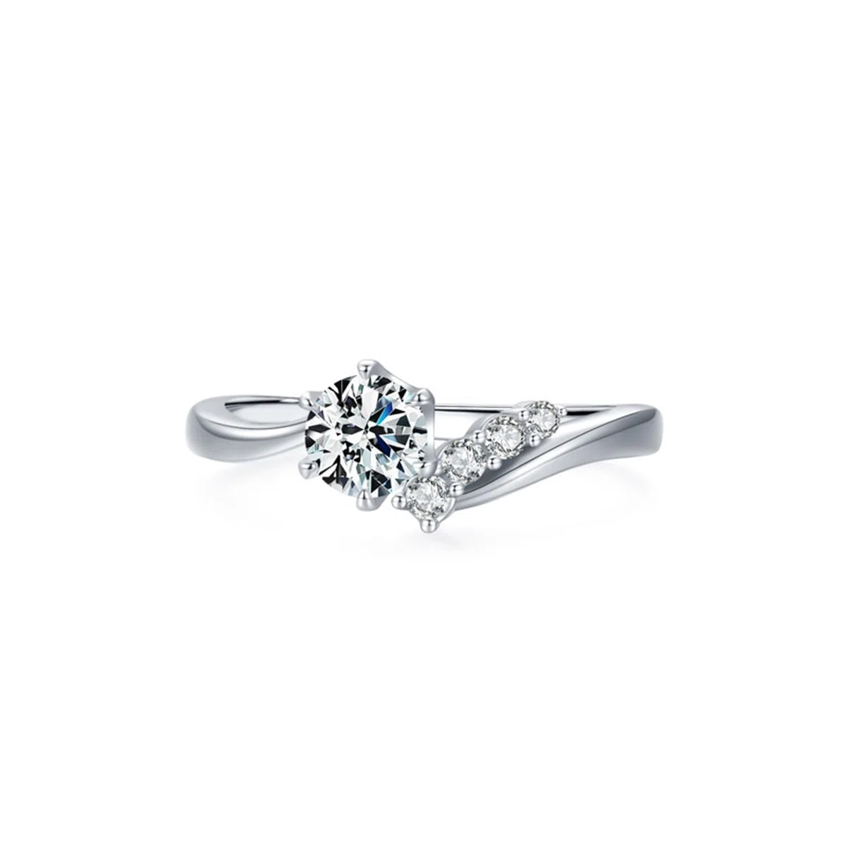 Anillo de compromiso de oro blanco, alianzas de oro auténtico, elegantes anillos de boda con diamante cultivado en laboratorio de 0,8 quilates para mujer