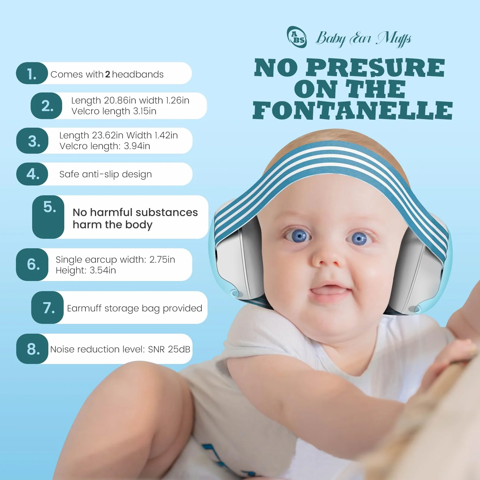 Gardtech Auriculares de protección auditiva para bebé, protección contra el ruido, protección auditiva para niños, con diadema ajustable, 25 dB SNR, orejeras para bebé, ideales para el día a día,