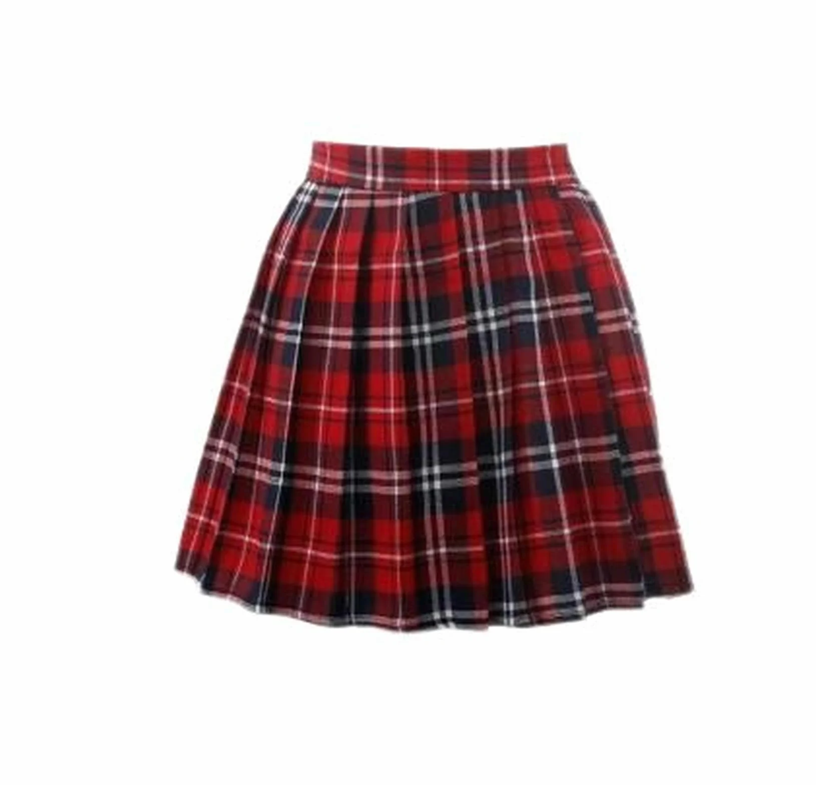 WEITING Falda Plisada Corta de Cintura Alta para Mujer - Cuadros Rojos y Verdes - XL