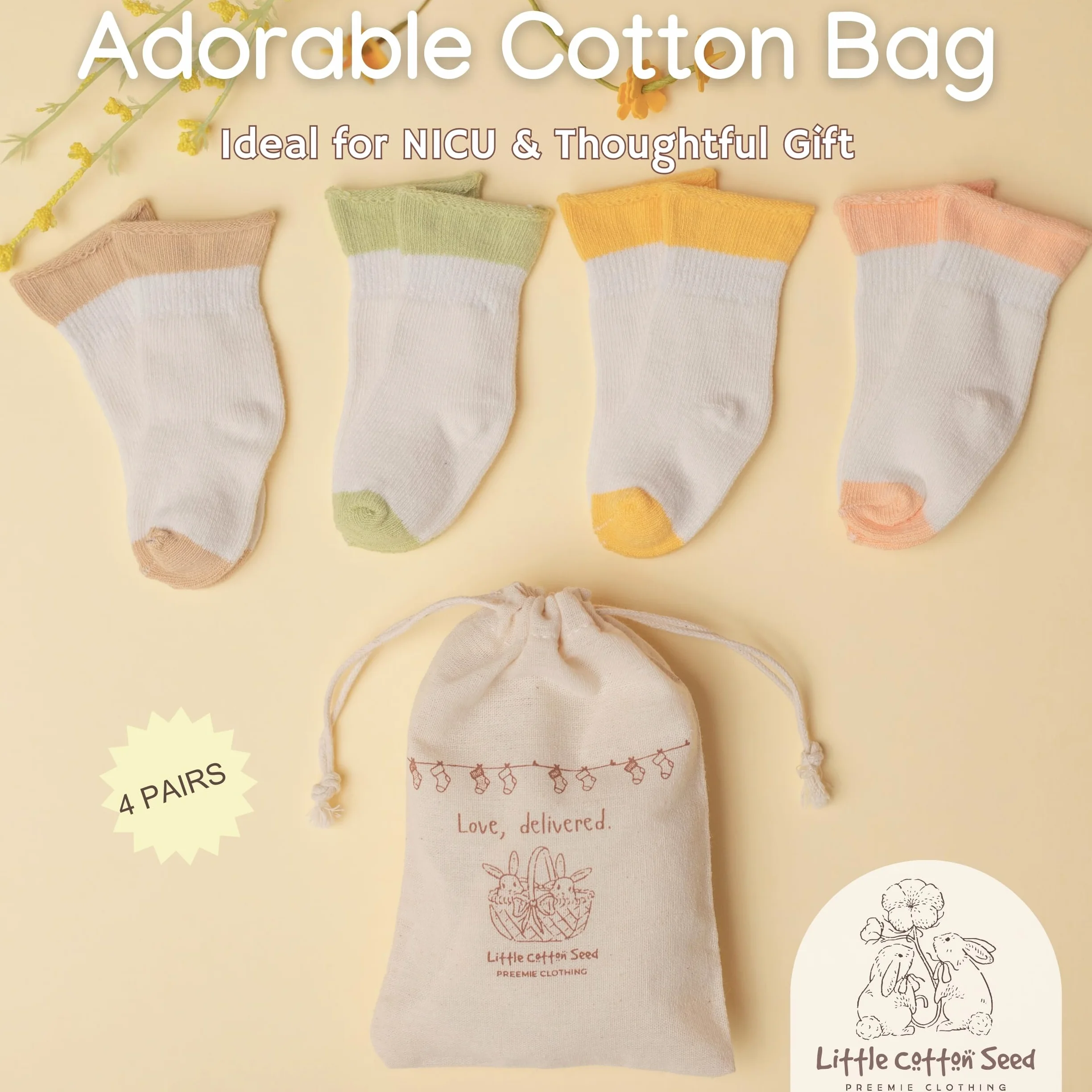 Calcetines básicos para bebés y niños recién nacidos (6 paquetes) – Calcetines prematuros de algodón orgánico – imprescindibles para pies pequeños