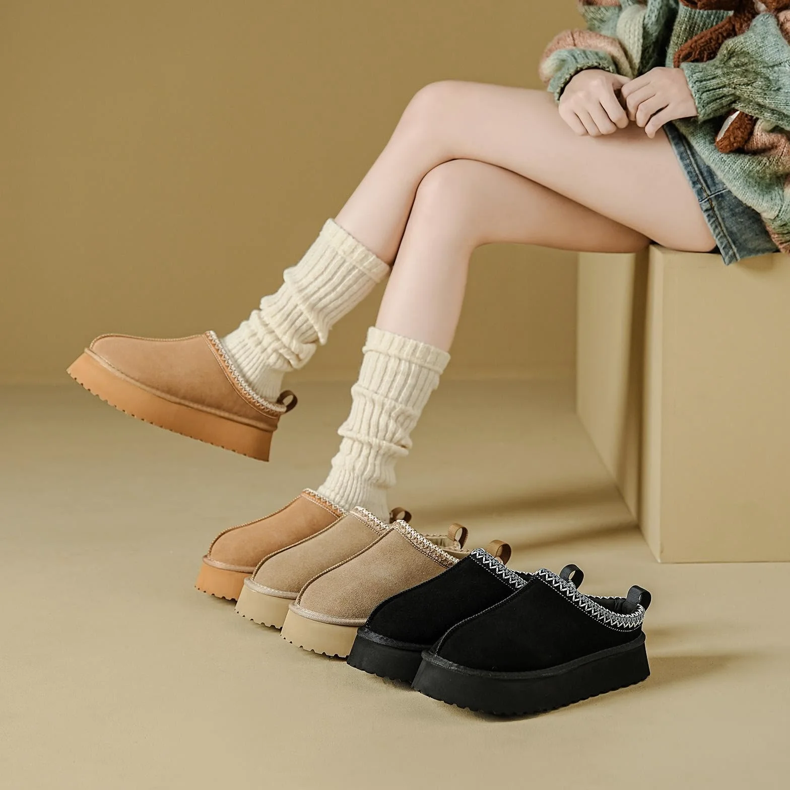 Mishansha Mujer Zapatillas de Estar Invierno Pantuflas Casa 36-42 EU | Zapatos, Antideslizantes, Cálidas, Calzado de Invierno, Grosor de 4 cm, Forro de Felpa Afelpada, Interiores, Paseos Diarios
