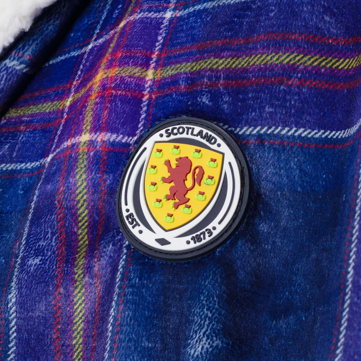 Albornoz oficial del equipo nacional de Escocia para hombre, bata de forro polar sherpa de tartán azul, acogedora ropa de descanso con capucha para los fanáticos del ejército de tartán