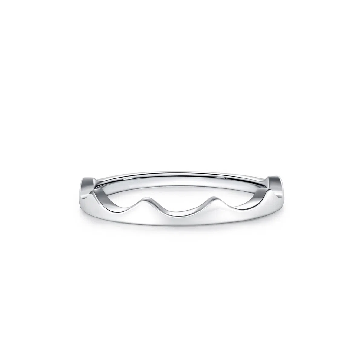 Crown - Anillo de platino para mujer, sin piedras preciosas, estilo ondulado, anillos de platino para compromiso, oro blanco 9/14/18 quilates y PT950 | Talla H 1/2-V 1/2