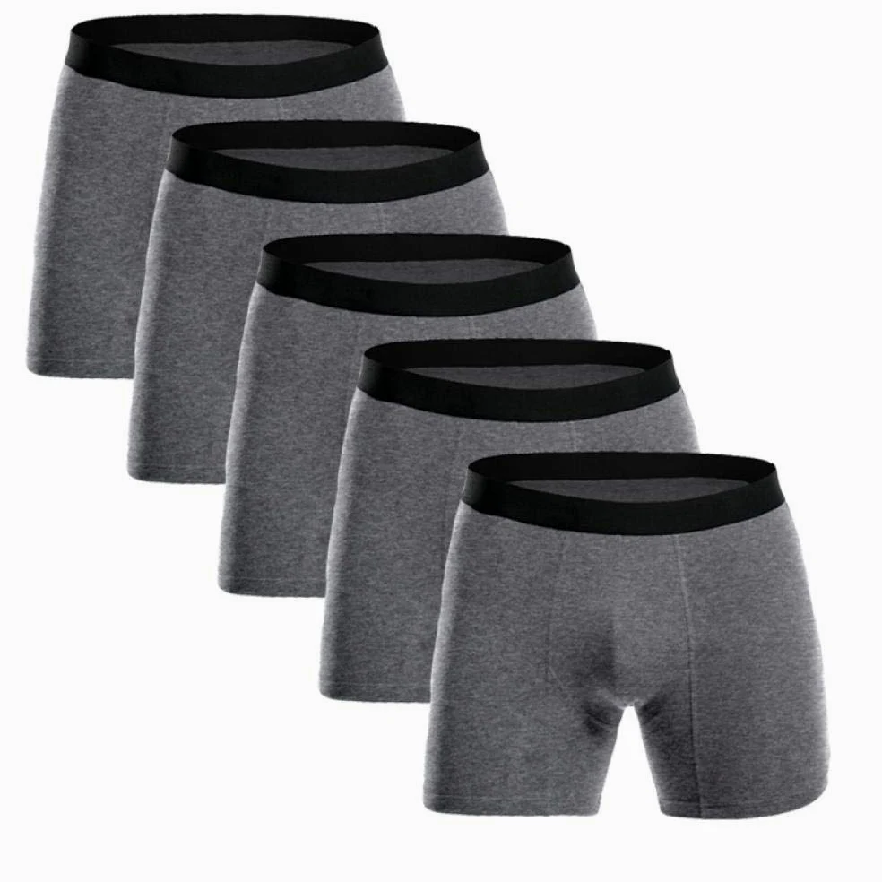 BLOMDE Calzoncillos Masculinos Algodón Piernas largas Hombres Boxers Ropa Interior Soft Boxer (Pack de 6)-Gris 5pcs_S