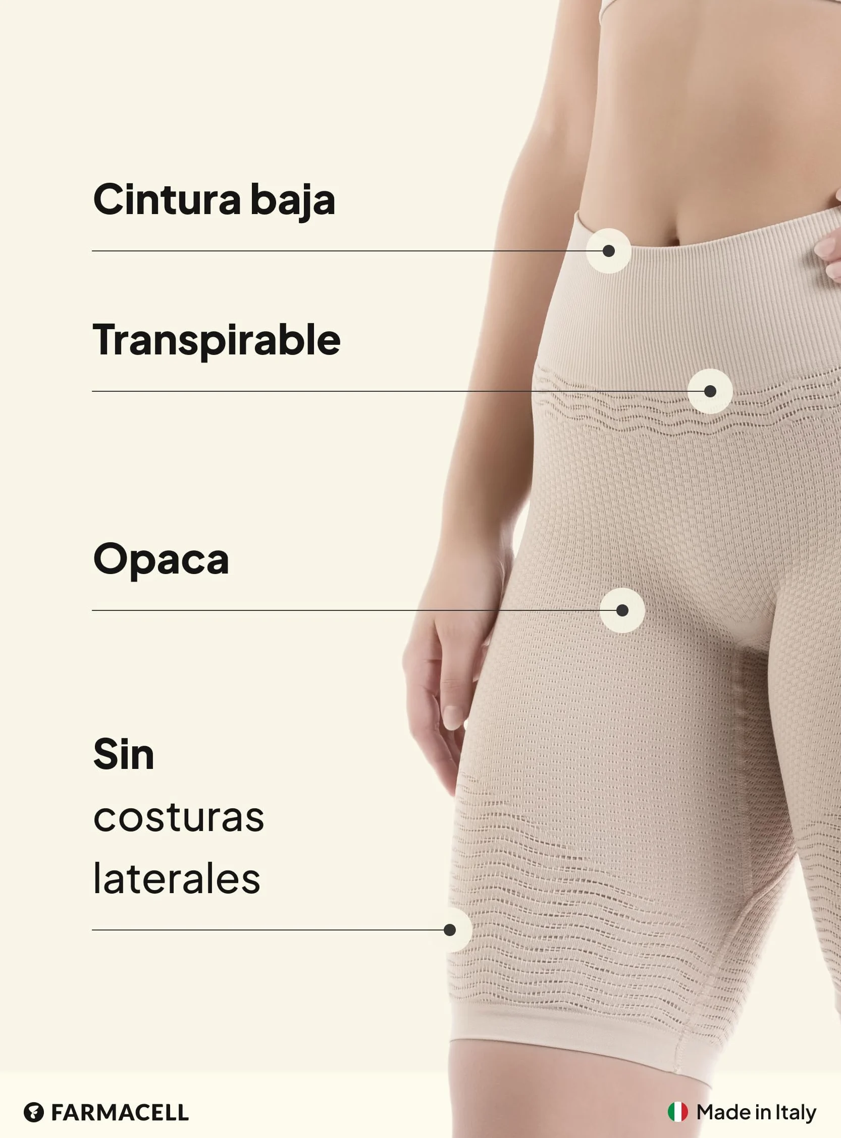 Farmacell Faja Pantalón Mujer Anticelulitis Masaje y Efecto FIR, Made in Italy, 1103