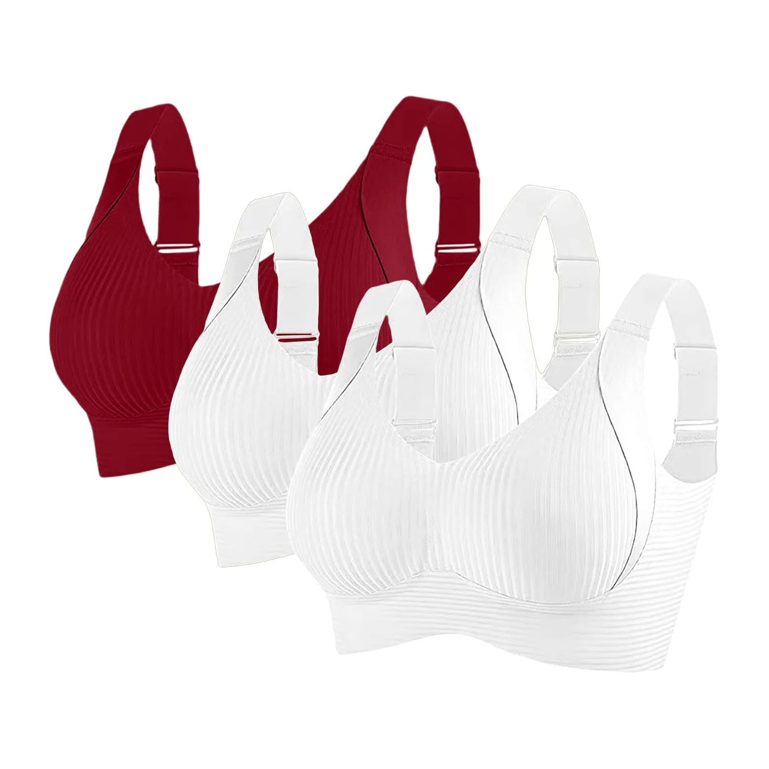 Sujetadores Confort para Mujer UK Deportes Push Up Sin Costuras Paquete de 3 Inalámbrico Acanalado Pechos Grandes Caídos Tops para Mujer Mayor Soporte Deportivo Levantamiento Comodidad Ajustable Alto
