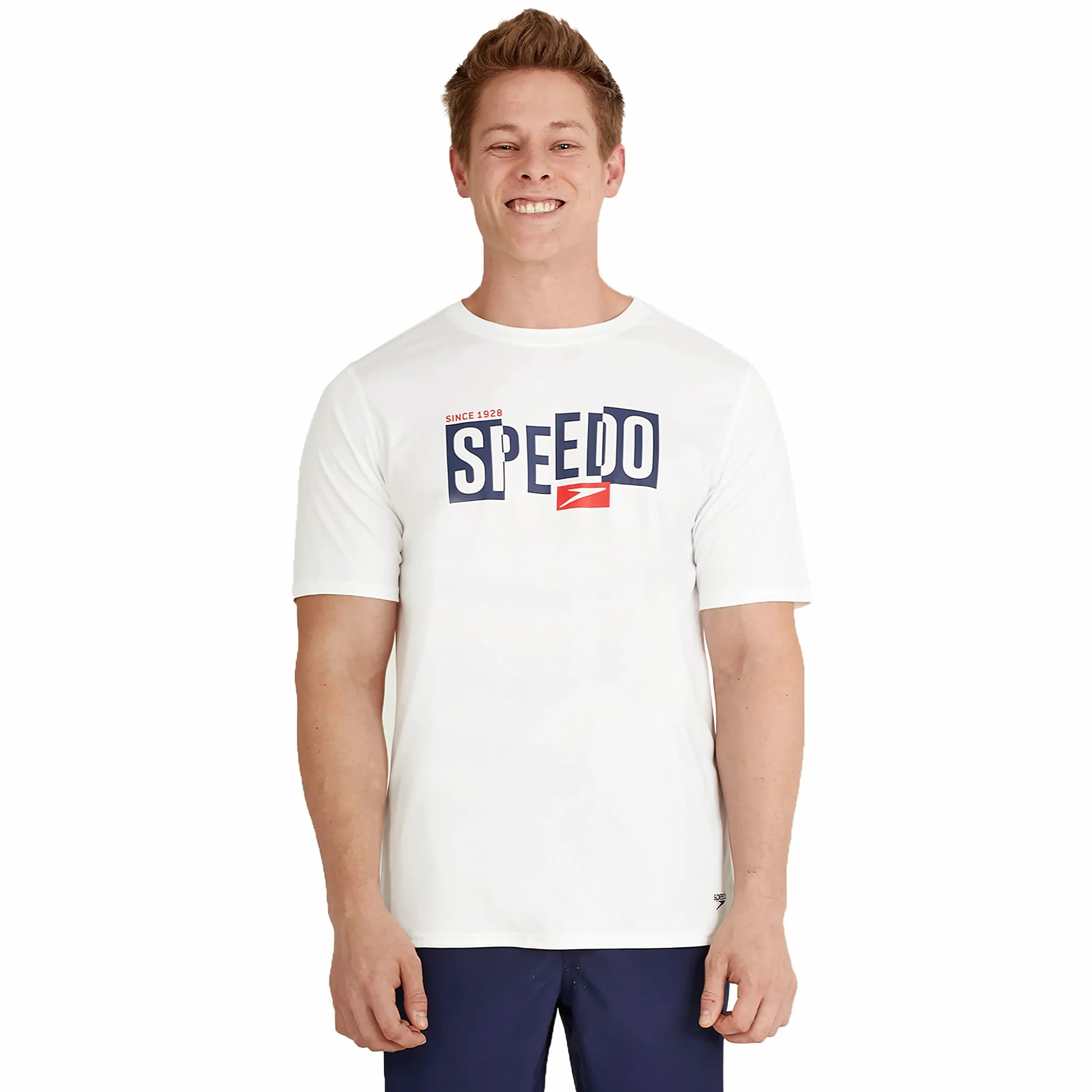Speedo Camiseta de Natación UV de Manga Corta con Gráfico Camisa de protección de Sarpullido Hombre (Pack de 1)