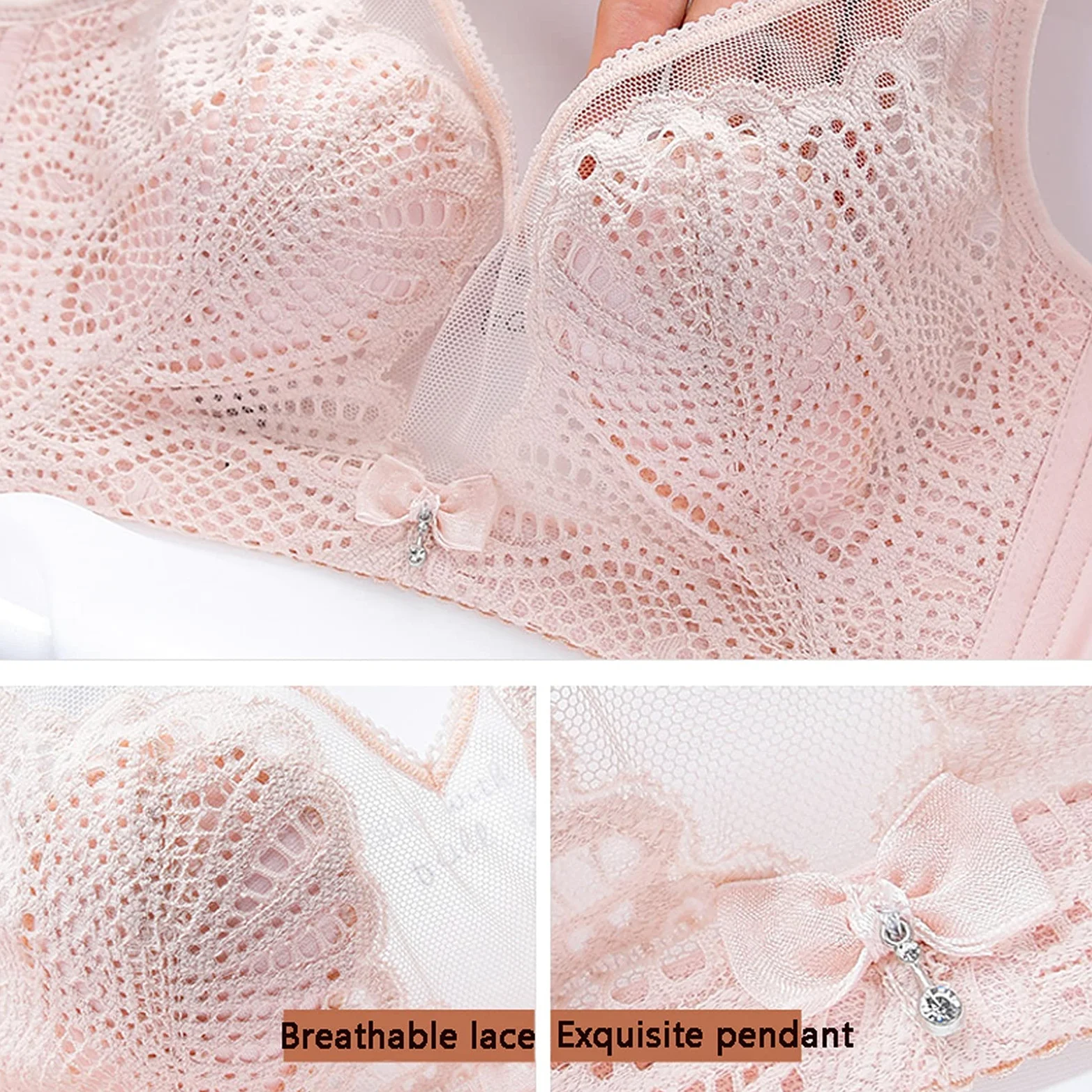 WENJUN Bralettes de encaje para mujer tamaño grande minimizador sexy cobertura completa sin costuras alambres con almohadillas extraíbles color: marrón tamaño: 85B