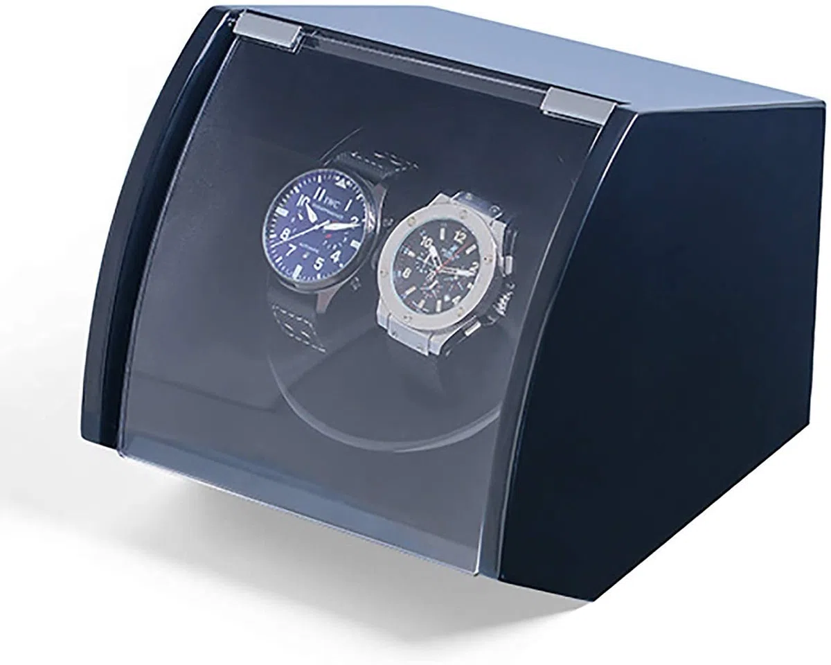 Bobinadora de Reloj Relojes de Madera de Doble posición Caja de bobinado Relojes mecánicos Bobinadora automática Almacenamiento de Reloj inclinadoAgitador de Reloj de Motor silencioso (Negro)