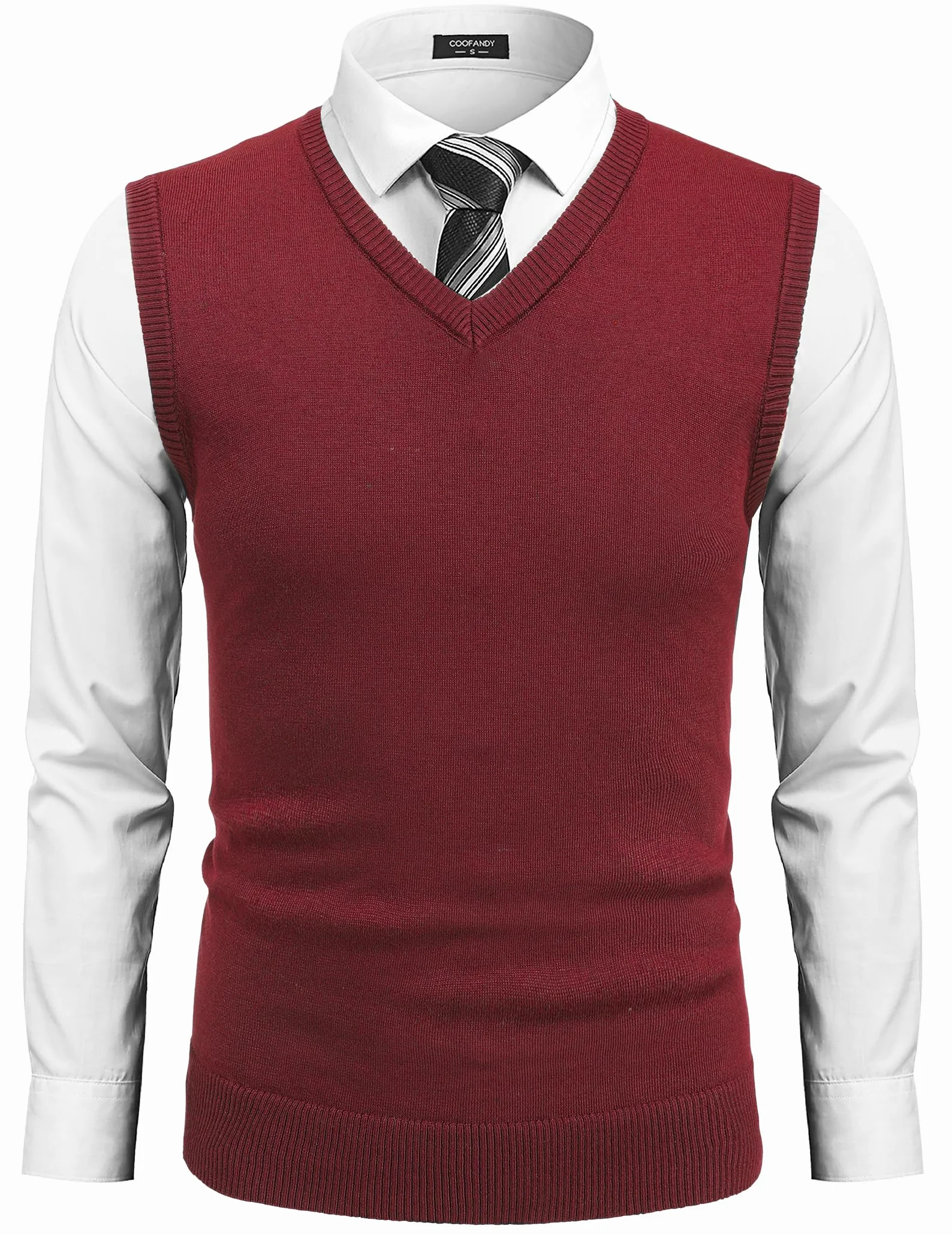 COOFANDY Chaleco sin mangas para hombre, clásico, ajustado, ropa de punto, cuello en V, casual, liso, suéter sin mangas