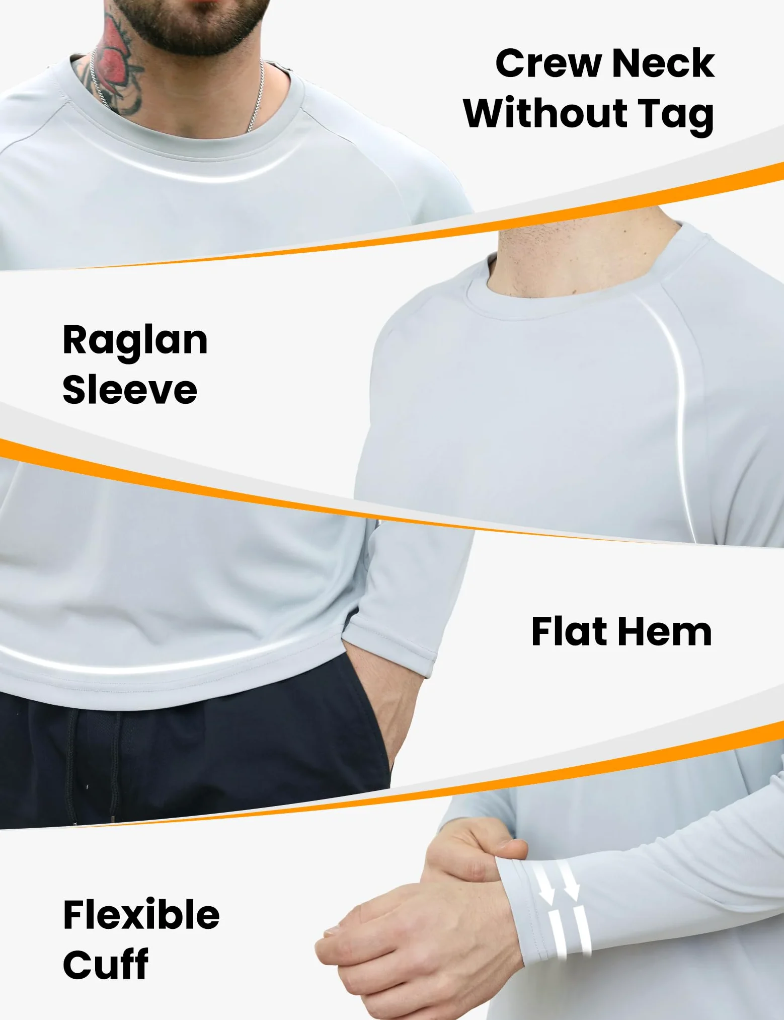 CE' CERDR Camisas de Manga Larga para Hombre, Secado rápido, Absorbe la Humedad, protección Solar, Camisetas de Manga Larga para Entrenamiento y Correr, 7b - Negro/Gris Oscuro/Azul Marino/Blanco/Gris