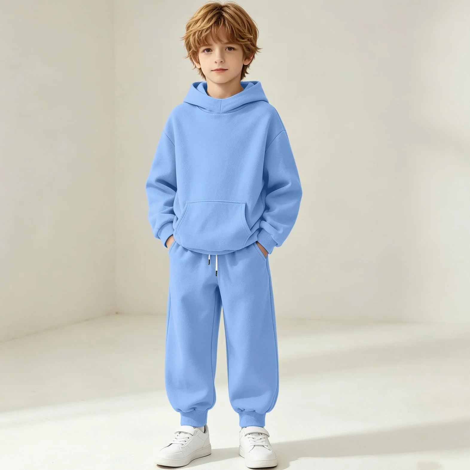 LUCKME Chandal Niño Niña,Conjunto de Sudadera con Capucha y Pantalón Jogger | Ropa Deportiva 2 Piezas Otoño e Invierno, Sudadera Manga Larga y Pantalones con Bolsillos, Chándal Infantil 4-15 años