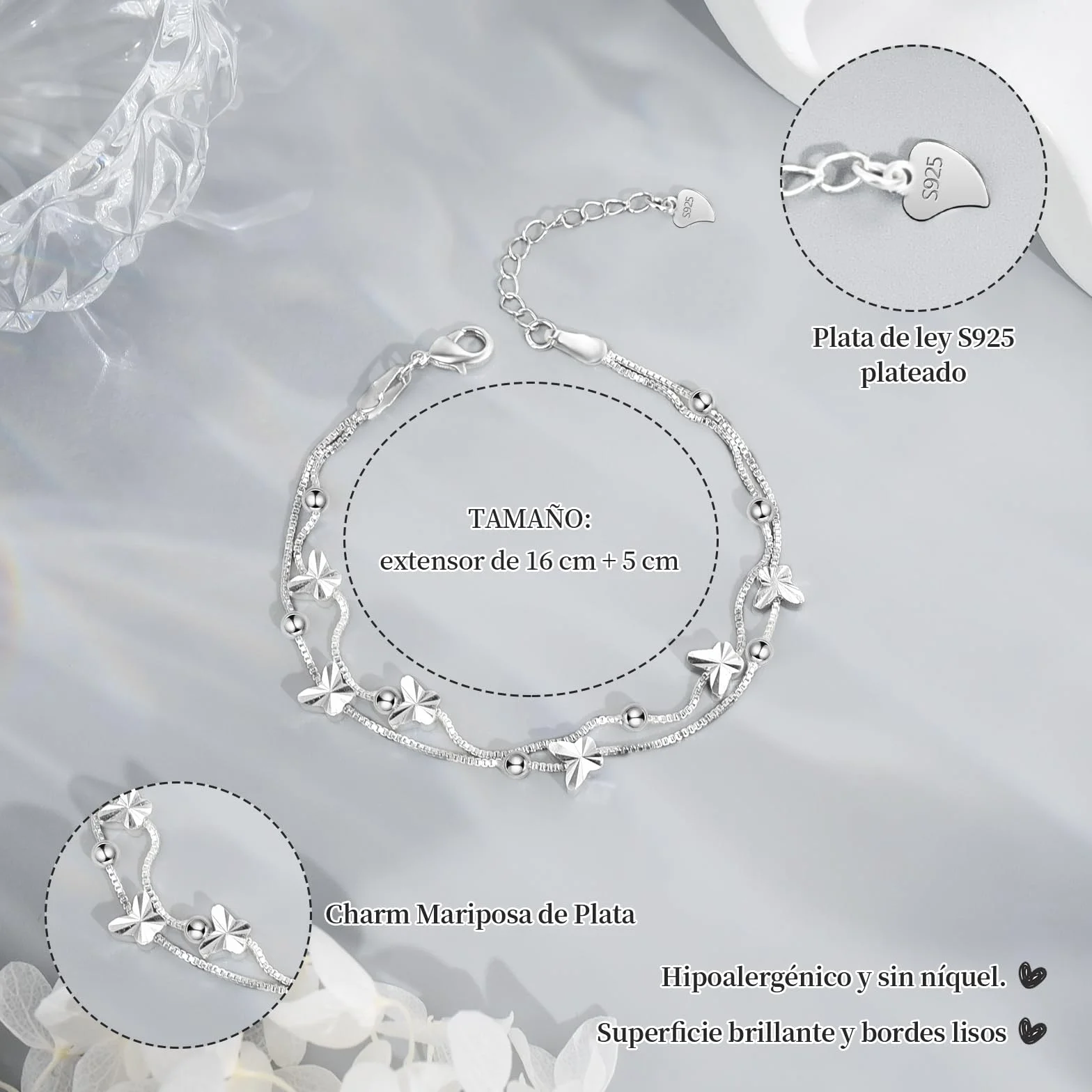 YELUWA Pulsera Plata Mujer Regalo Originales para Mujer Madre Cumpleaños Amiga Navidad