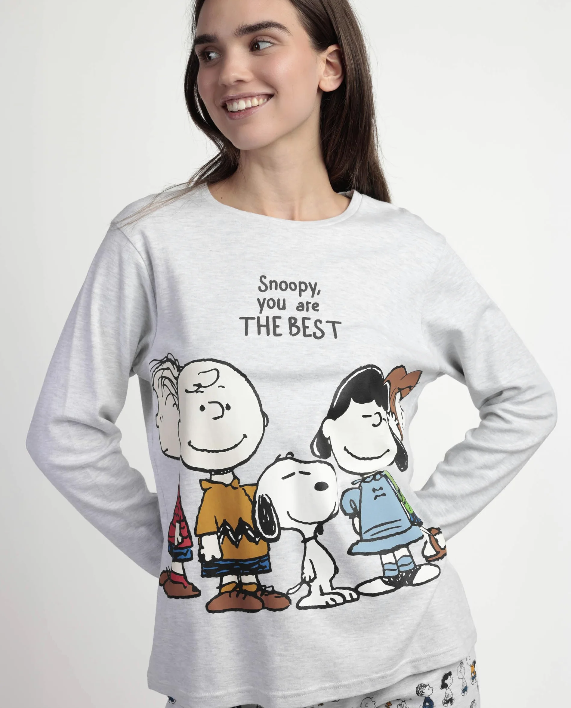 PEANUTS Pijama Manga Larga Snoopy&Friends para Mujer
