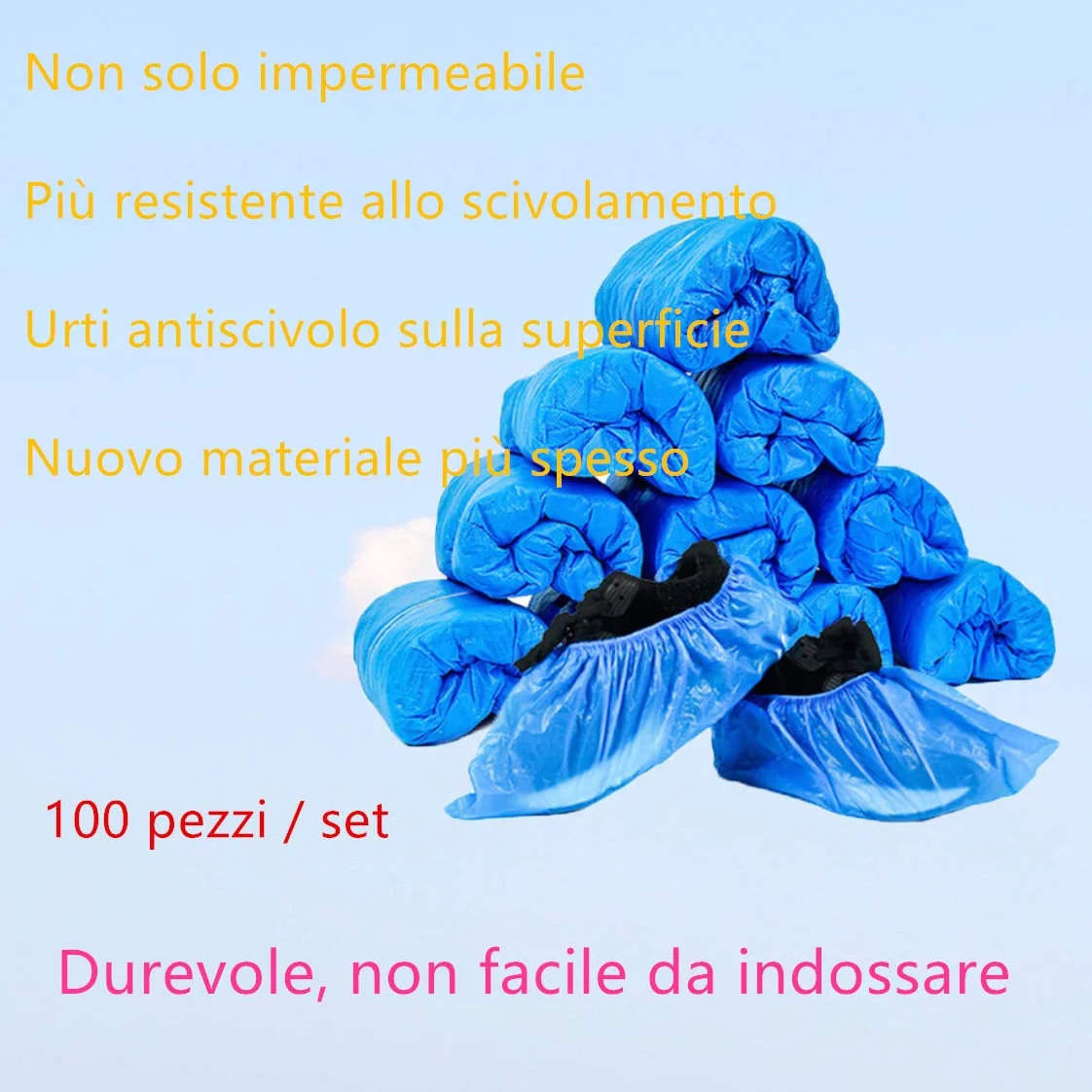 LANZI 100 Piezas Cubiertas de Zapatos Desechables Cubiertas de Botas Impermeables de Zapatos Antideslizantes con，Engrosada a Prueba de Polvo(Azul)