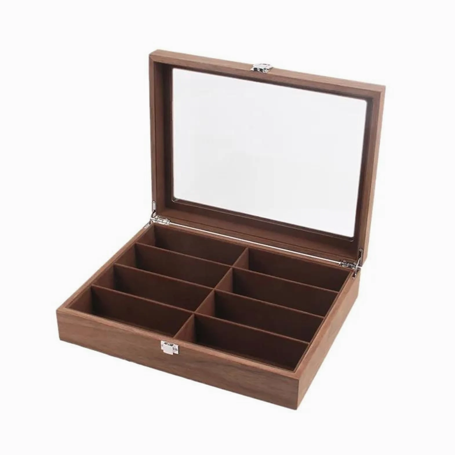 Ideias De Presentes Caja Almacenamiento Gafas Madera Vintage 8 Rejillas Estuche Exposición Joyería Madera Organizador Caja Regalo Caja Regalo Navidad (Size : B)