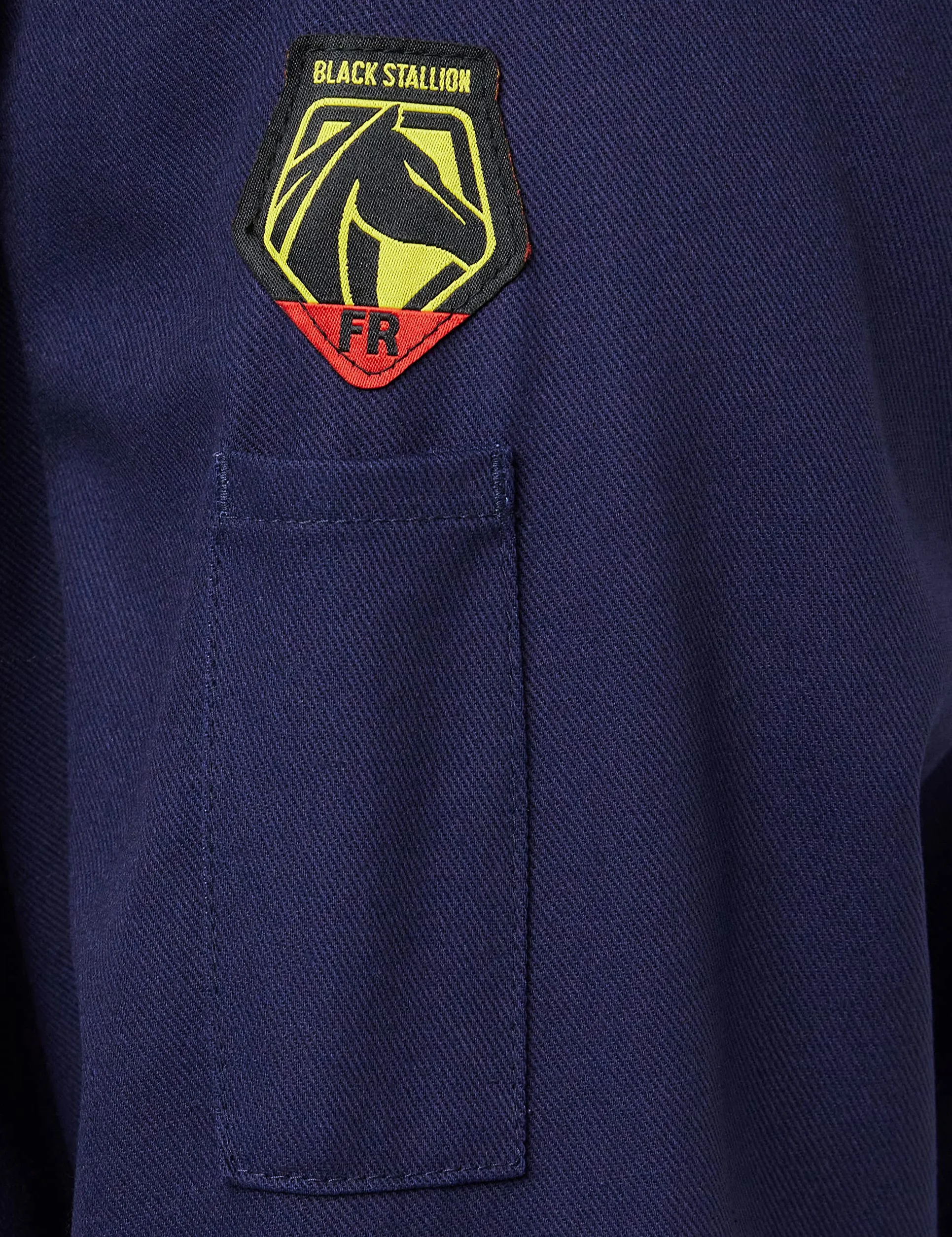 Black Stallion FN9-30C - Chaqueta de soldadura de algodón ignífugo azul marino de 305 g/m² y 76 cm