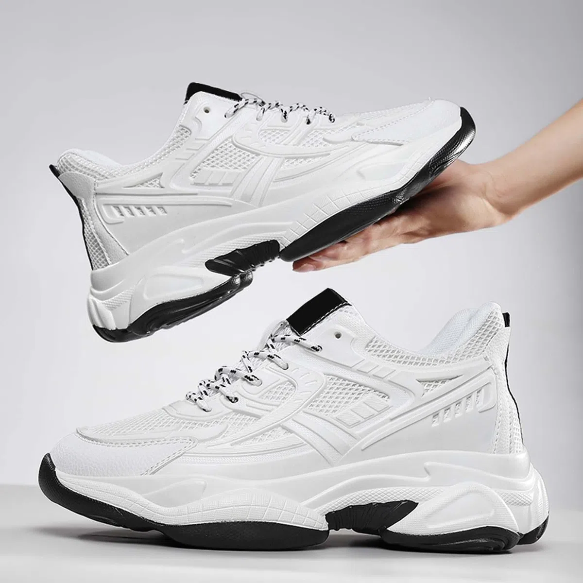 Zapatillas deportivas para hombre con amortiguación, zapatillas de correr para calle, zapatillas de fitness, zapatos de moda, transpirables, plataforma, retro, de malla, zapatillas de senderismo