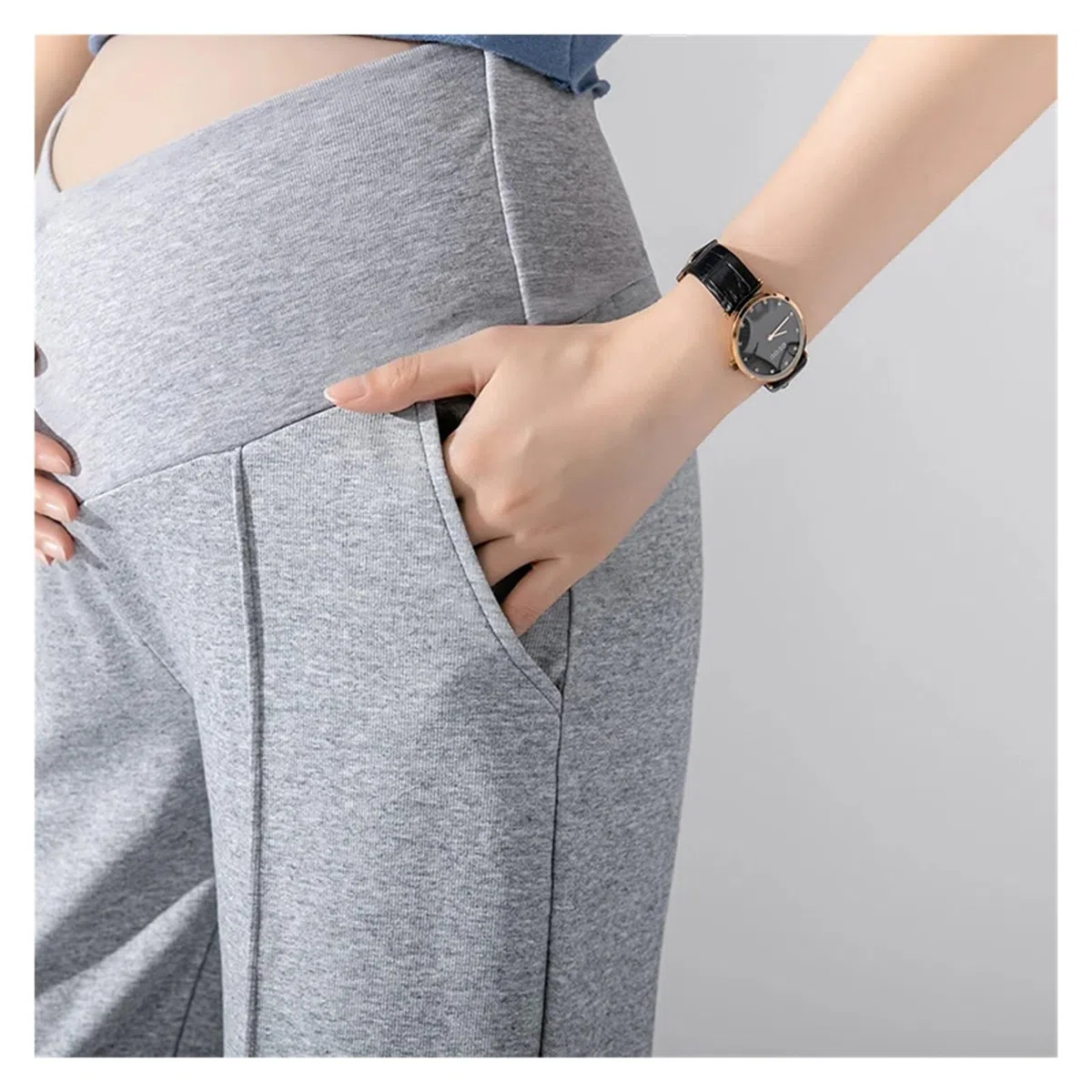 Pantalones de Maternidad Rectos, Finos y Frescos de Verano, de Cintura Baja for Embarazadas, Pantalones de Embarazo Holgados con Pierna Ancha.(White,M)