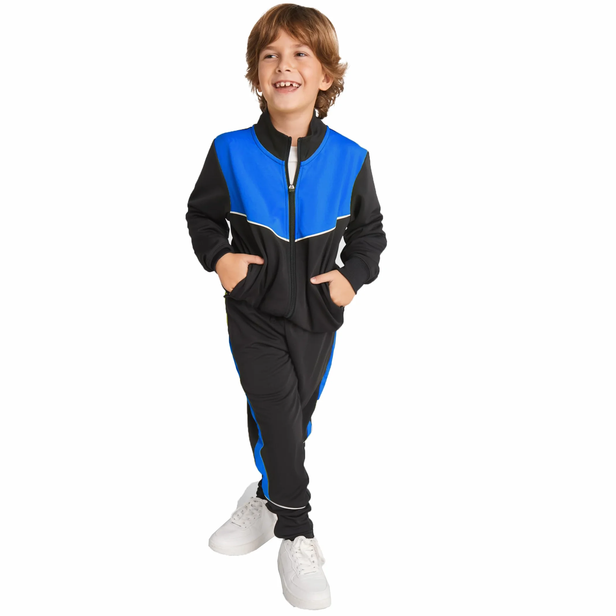 Chándal infantil unisex chaqueta y pantalón deporte cremallera central bolsillos cordón ajuste