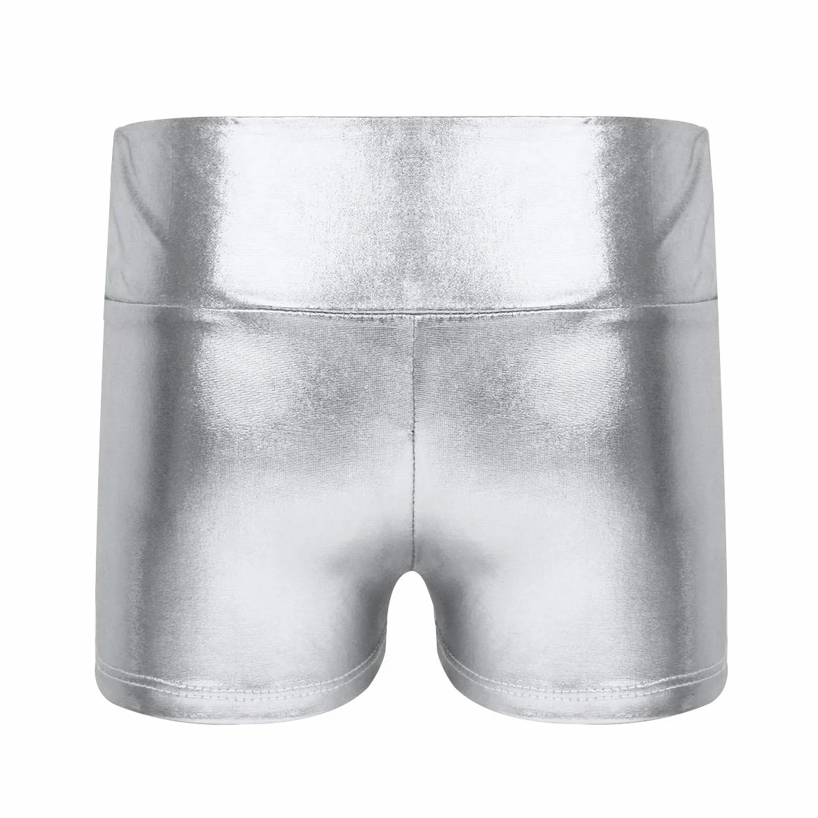 inhzoy Pantalones Cortos de Danza Yoga para Niña Shorts Deportivos de Gimnasia Fitness Charol Metálico Cintura Alta Ropa de Baile Moderno