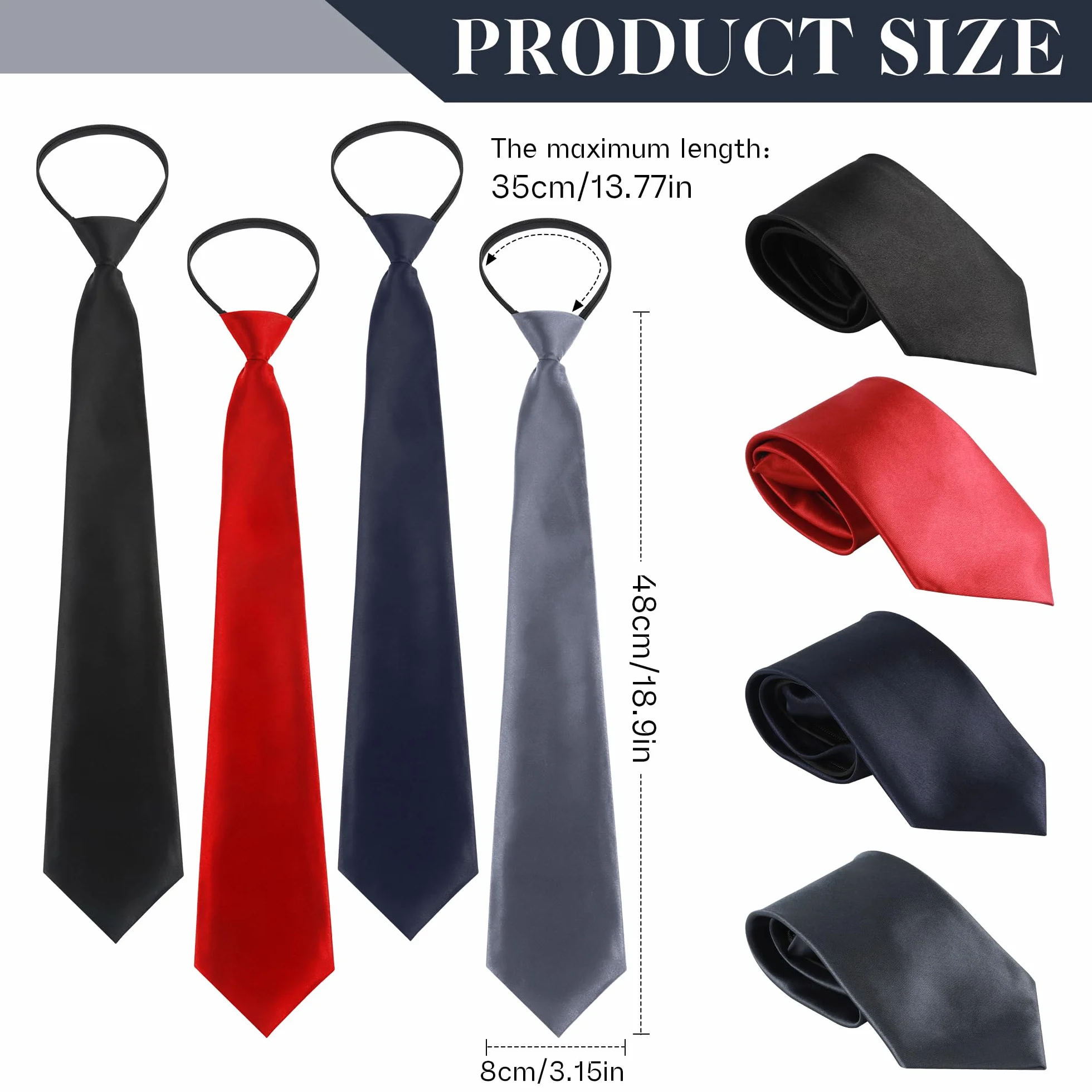 JSMTKJ 4 Piezas Corbata Infantil para Niños, Ajustable con Clip y Banda Elástica, Perfecta para Graduación, Boda, Disfraces y Eventos Formales Elegante y Fácil de Colocar para Niños