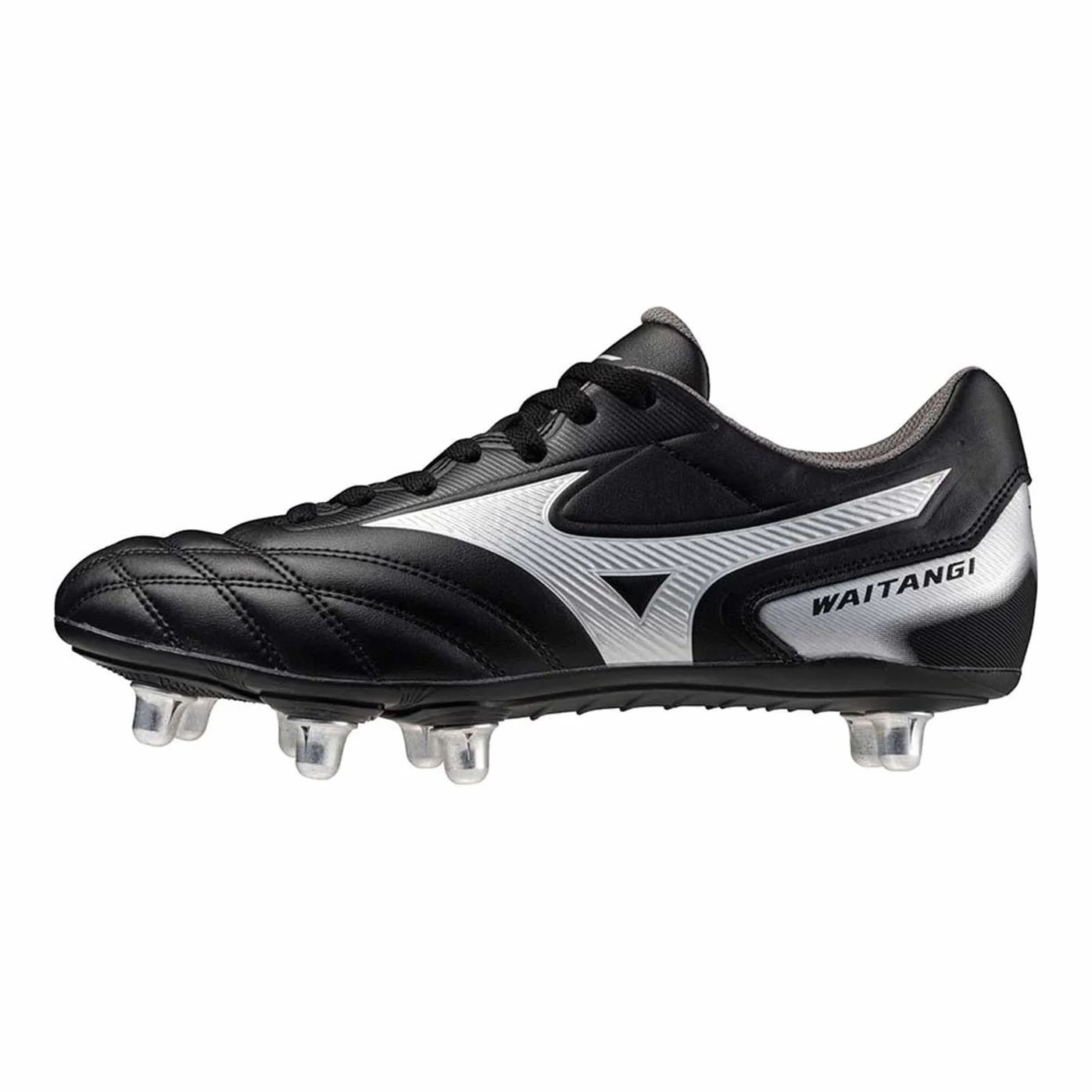 Mizuno Waitangi II CL Soft Ground - Botas de rugby para hombre, negro plateado, 45 EU